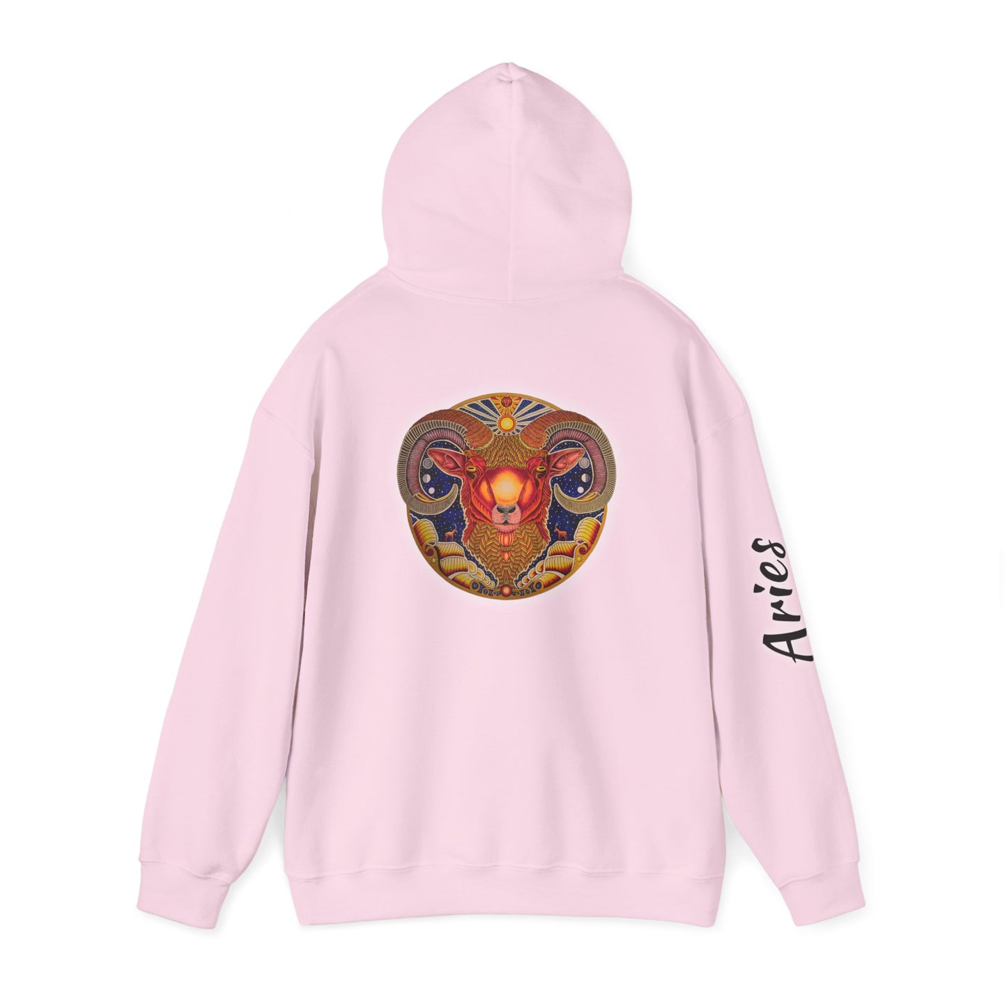 Aries Zodiac Hoodie - Hand-Drawn Celestial Design (Non-AI)