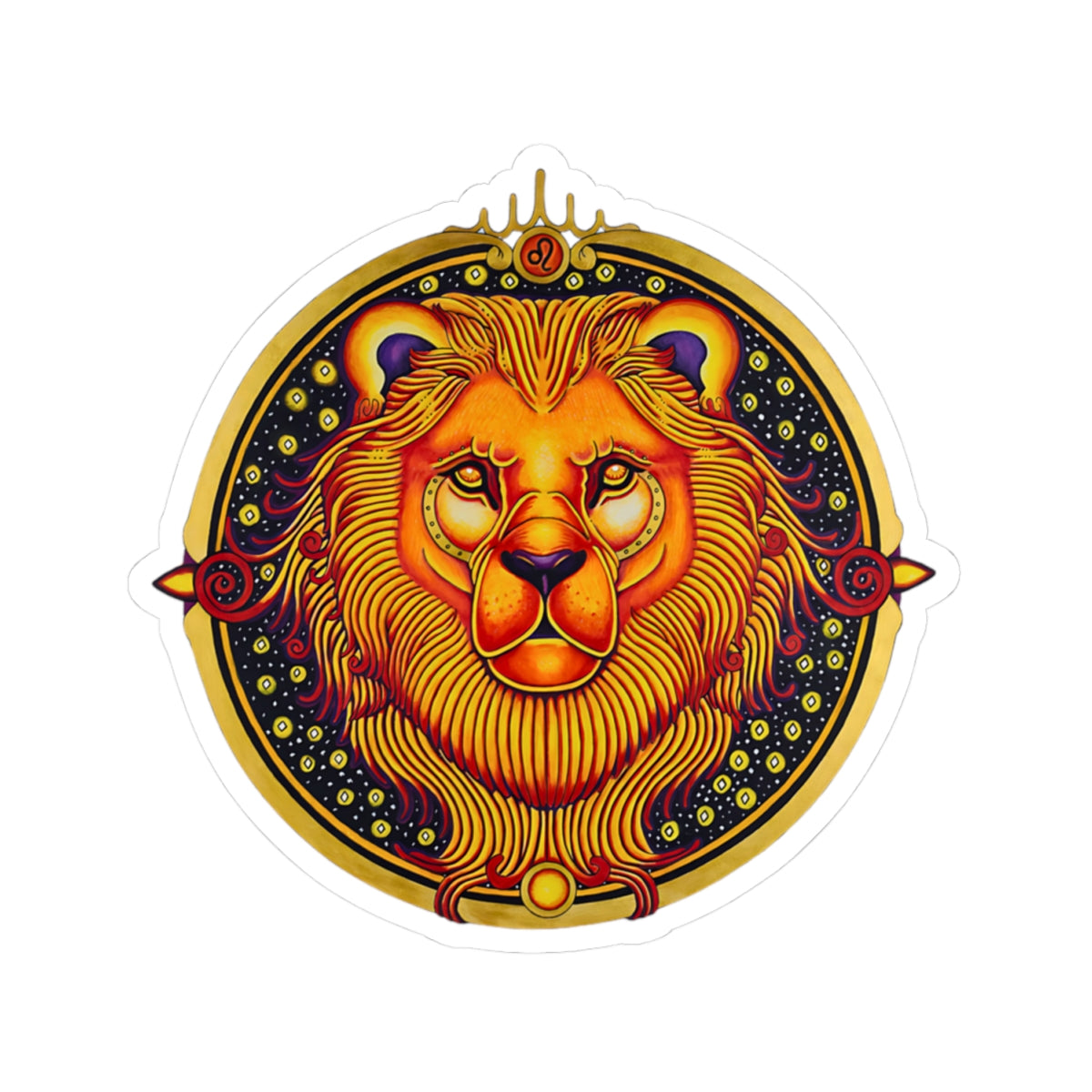 Leo Kiss-Cut Sticker - Hand-Drawn Celestial Design (Non-AI)