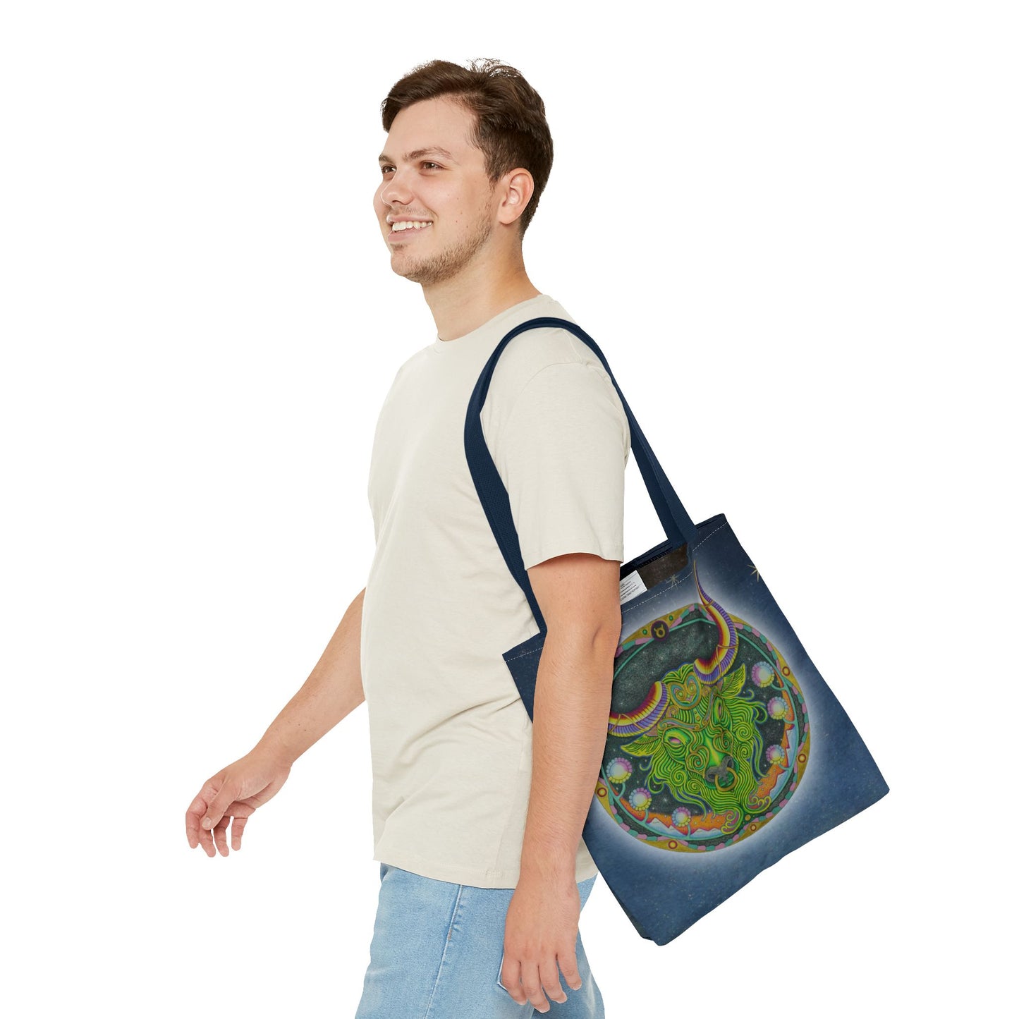 Taurus Zodiac Tote Bag - Hand-Drawn Celestial Design (Non-AI)