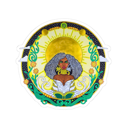 Virgo Kiss-Cut Sticker - Hand-Drawn Celestial Design (Non-AI)