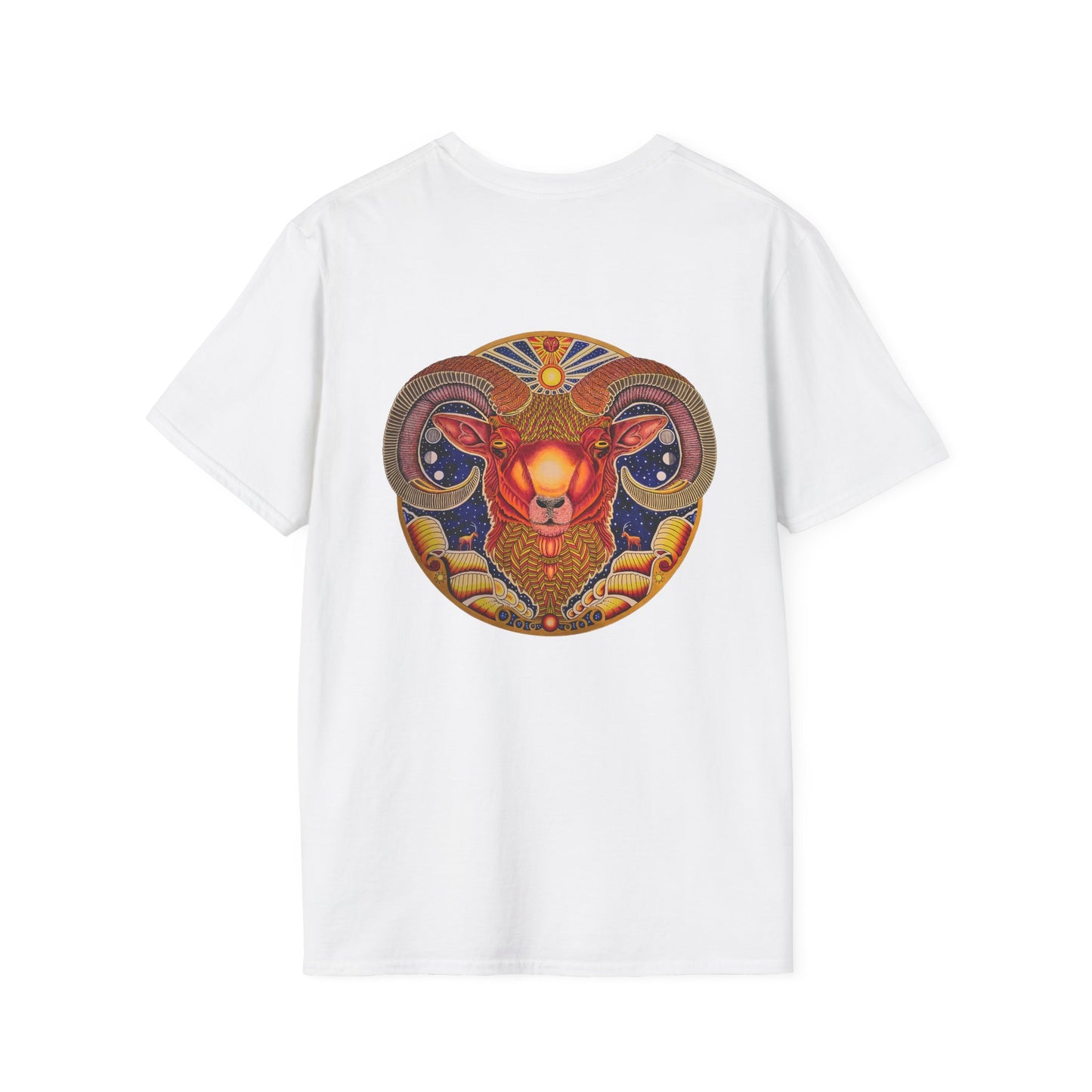 Aries Zodiac Softstyle T-Shirt - Hand-Drawn Celestial Design (Non-AI)