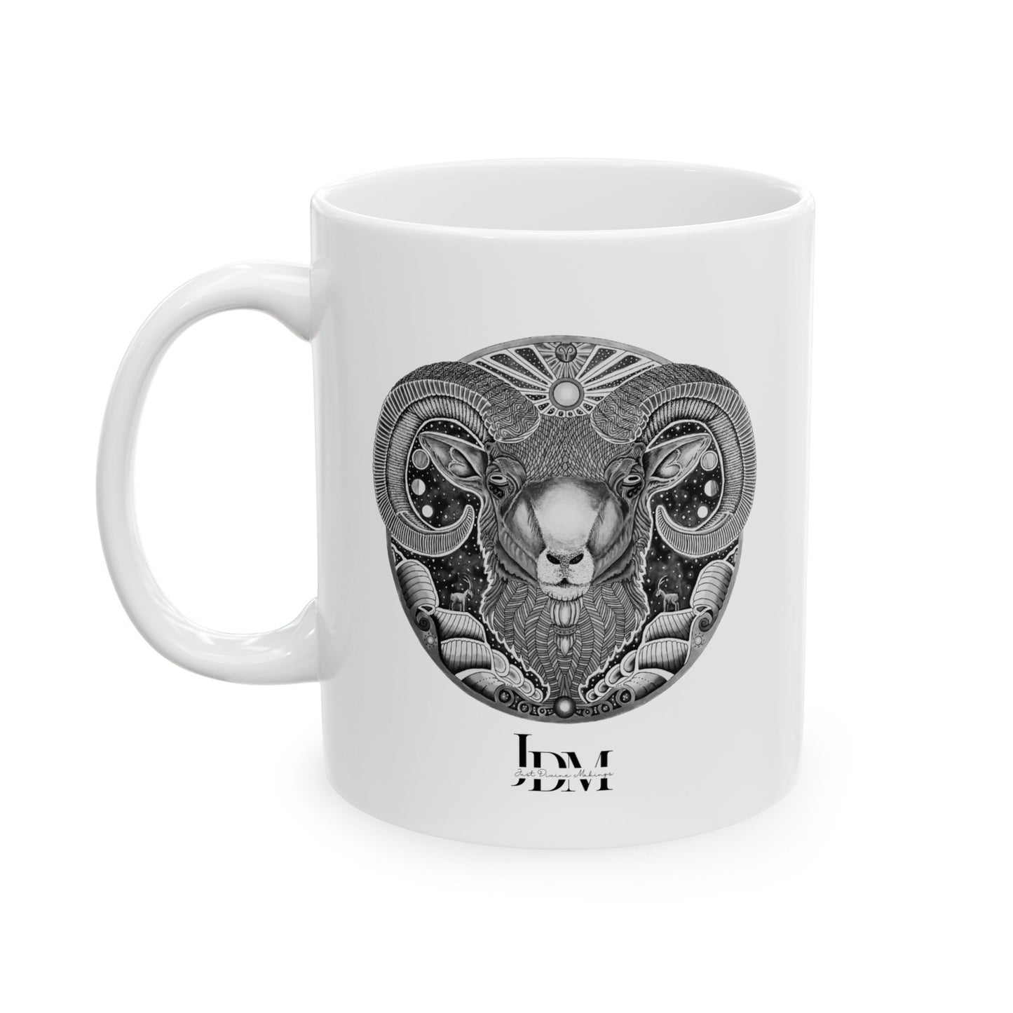 Aries Zodiac 11oz Mug - Hand-Drawn Celestial Design (Non-AI) Universal