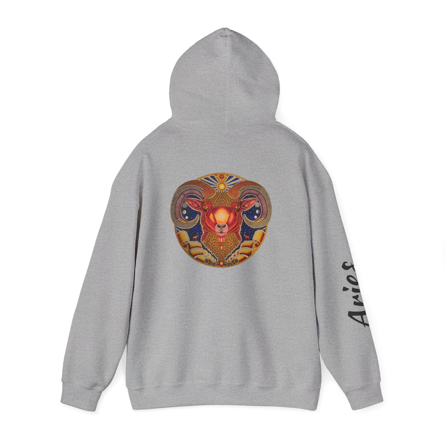 Aries Zodiac Hoodie - Hand-Drawn Celestial Design (Non-AI)