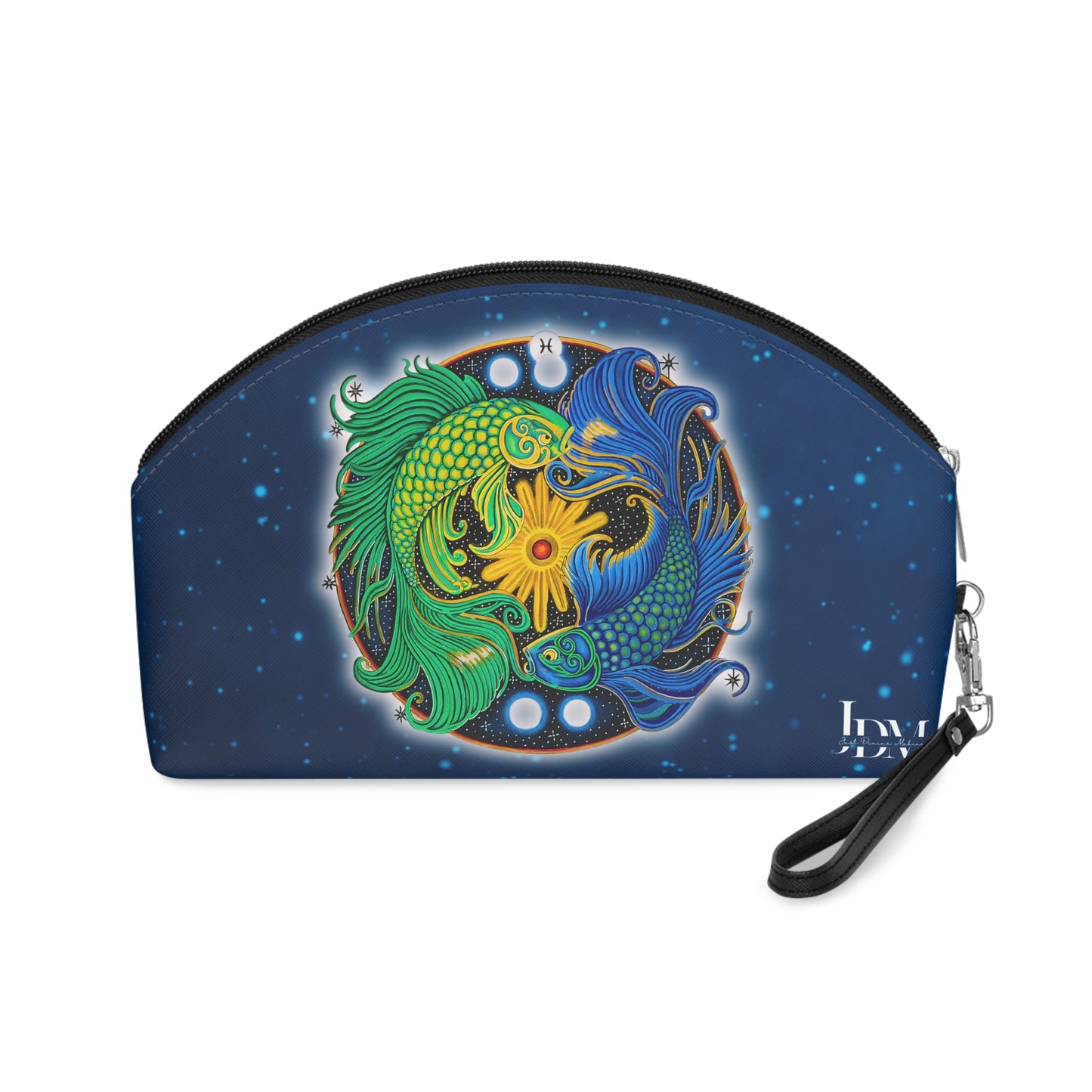 Pisces Zodiac Makeup Bag – Hand-Drawn Celestial Design (Non-AI)