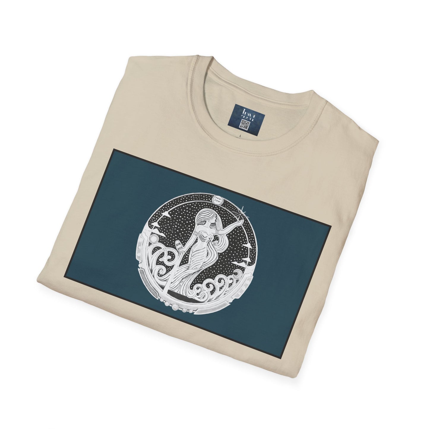 Aquarius Zodiac Crew Neck T-Shirt – Hand-Drawn Celestial Design (Non-AI) Universal