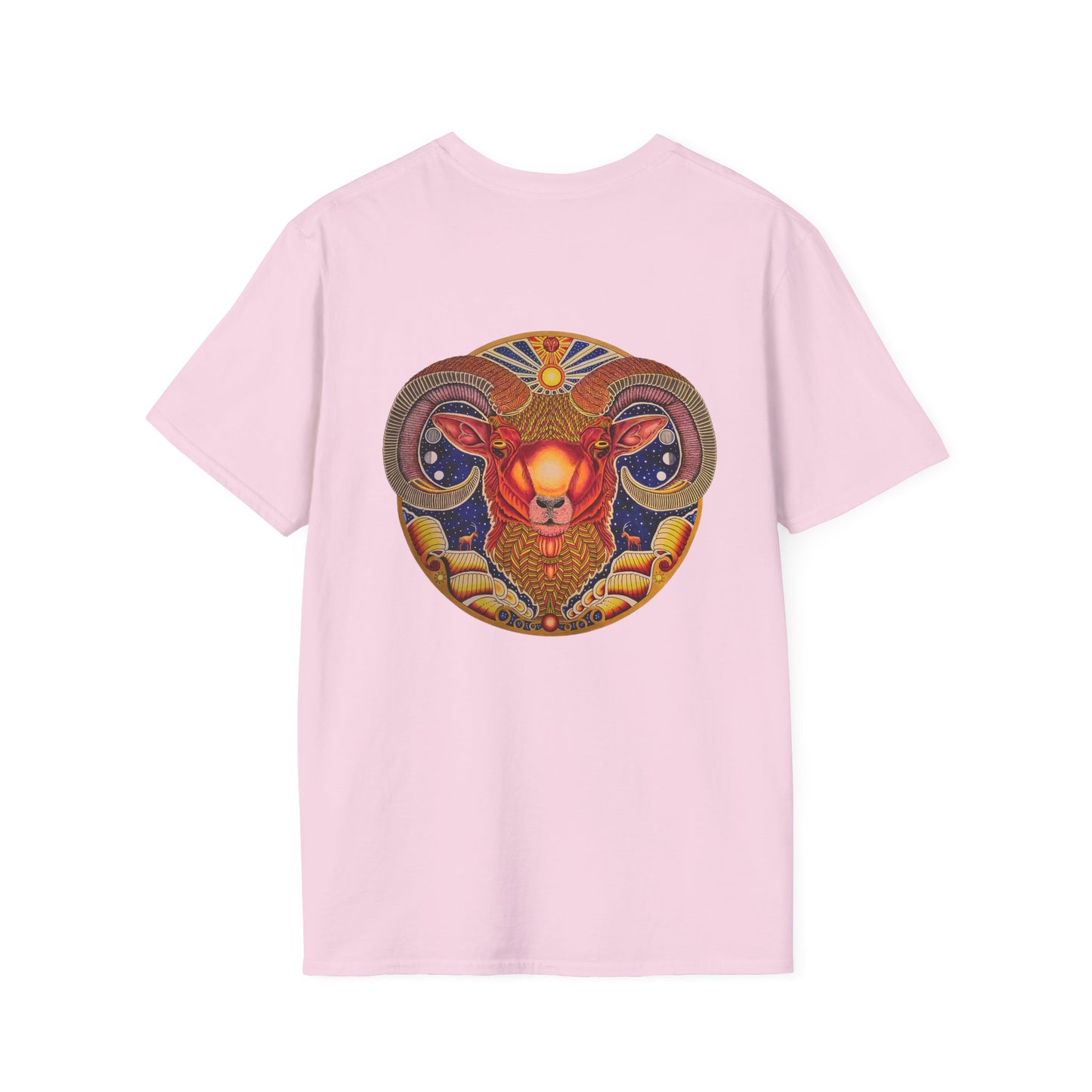 Aries Zodiac Softstyle T-Shirt - Hand-Drawn Celestial Design (Non-AI)