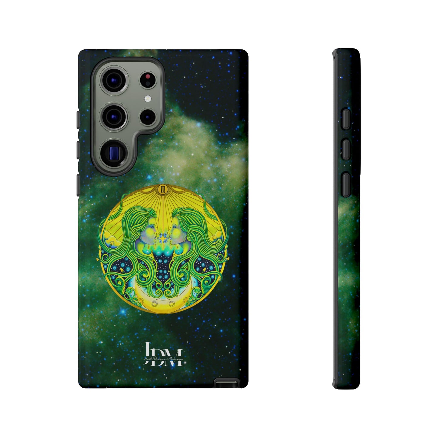 Gemini Zodiac Tough Phone Case – Hand-Drawn Celestial Design (Non-AI)