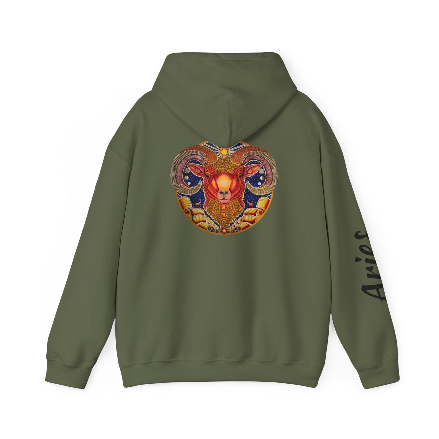Aries Zodiac Hoodie - Hand-Drawn Celestial Design (Non-AI)