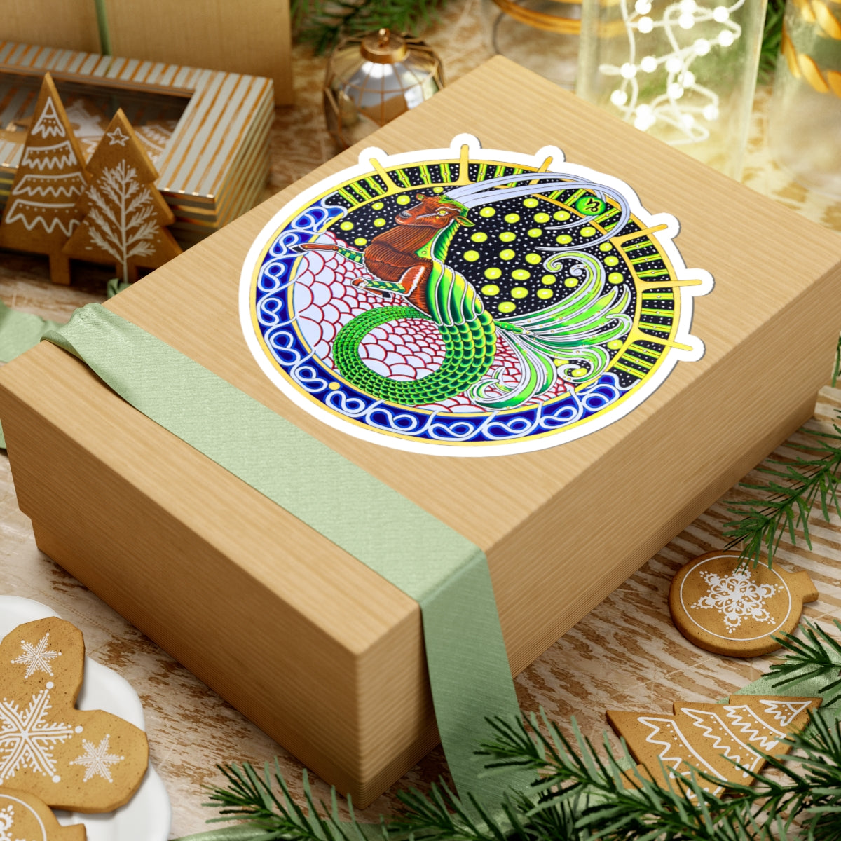 Capricorn Zodiac Kiss-Cut Sticker - Hand-Drawn Celestial Design (Non-AI)