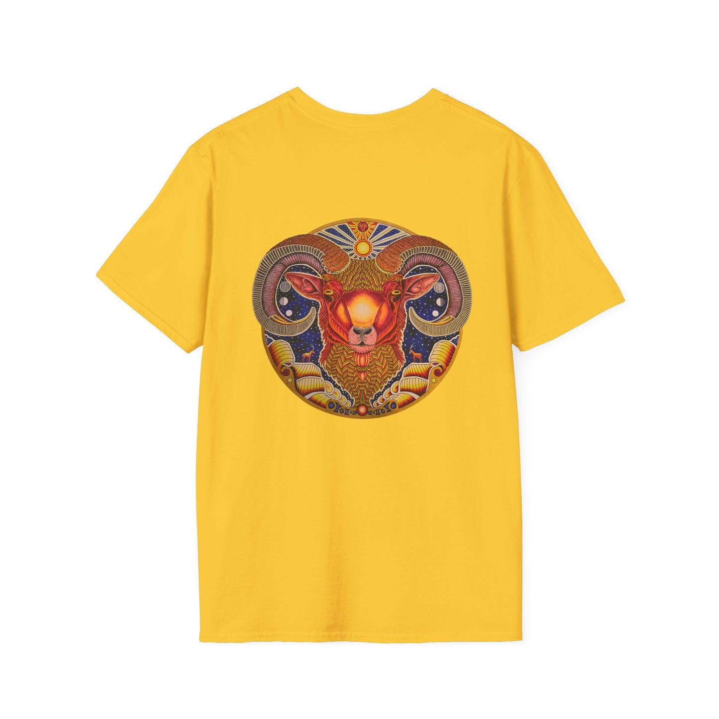 Aries Zodiac Softstyle T-Shirt - Hand-Drawn Celestial Design (Non-AI)