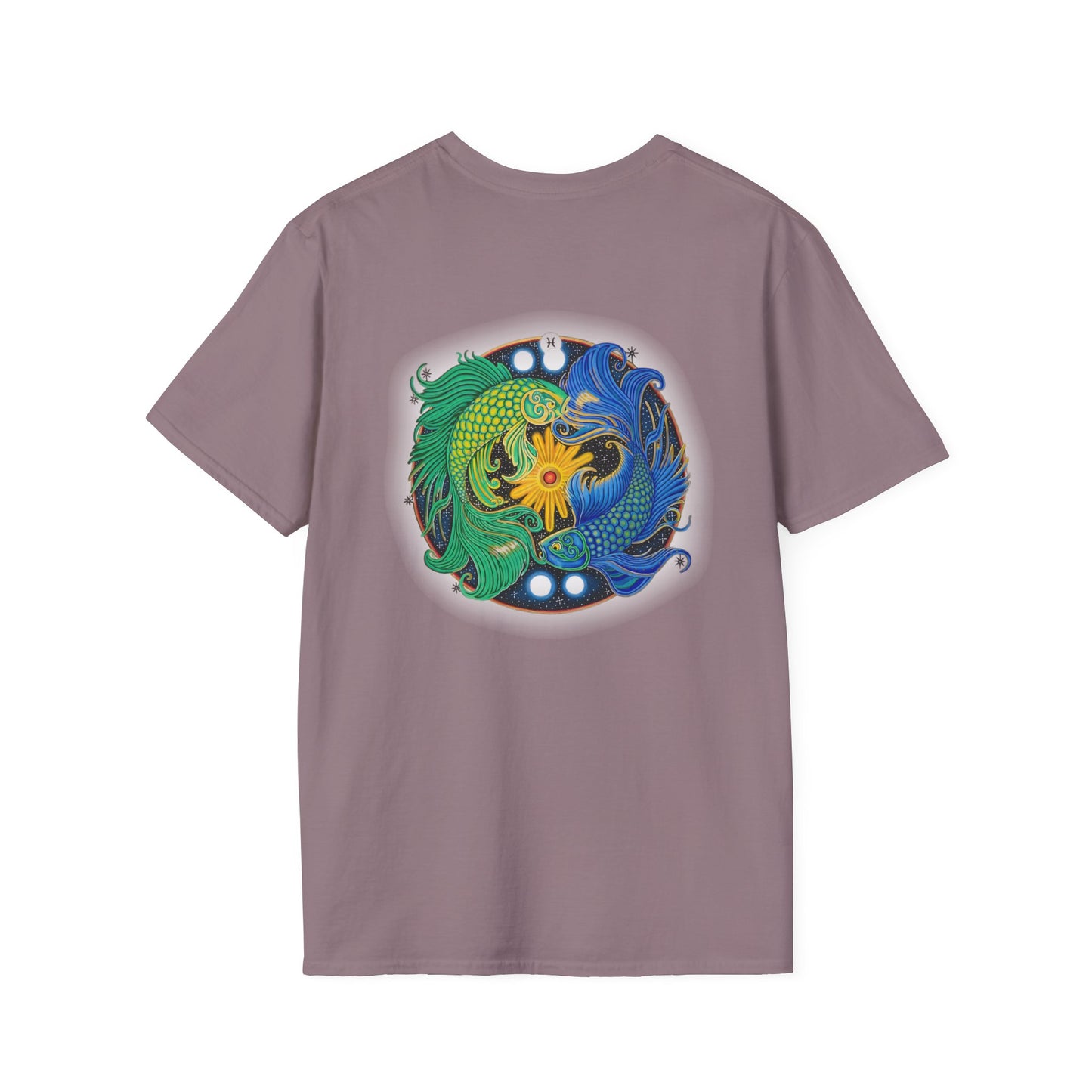 Pisces Zodiac SoftStyle T-Shirt - Hand-Drawn Celestial Design (Non-AI)