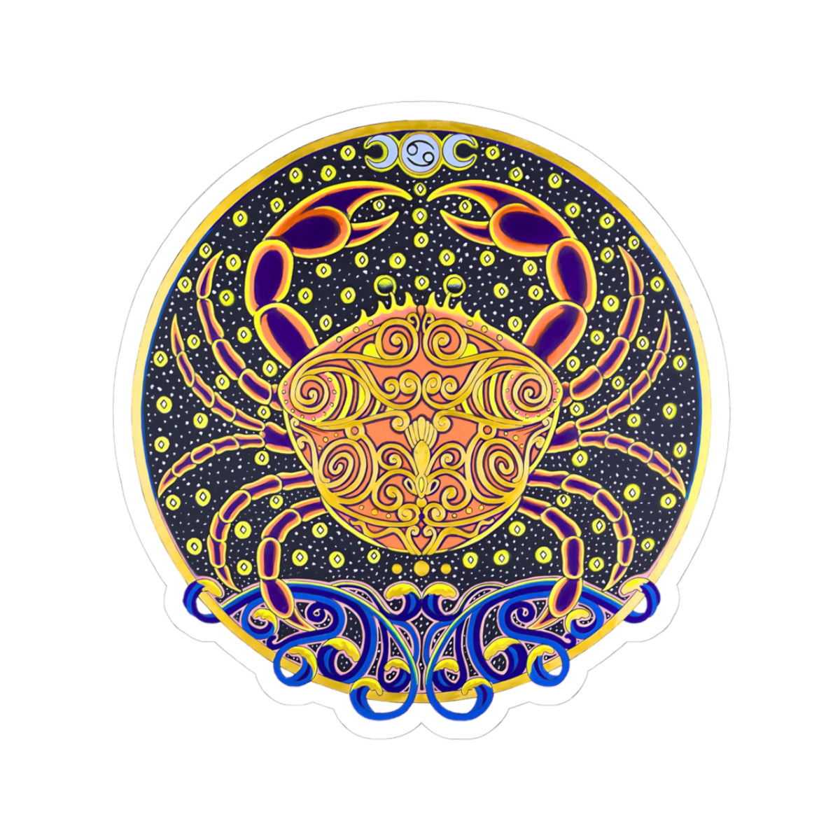 Cancer Kiss-Cut Sticker - Hand-Drawn Celestial Design (Non-AI)