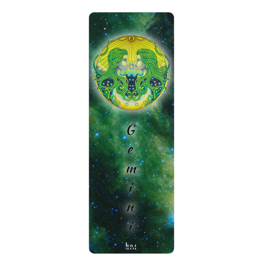 Gemini Zodiac Yoga Mat - Hand-Drawn Celestial Design (Non-AI)