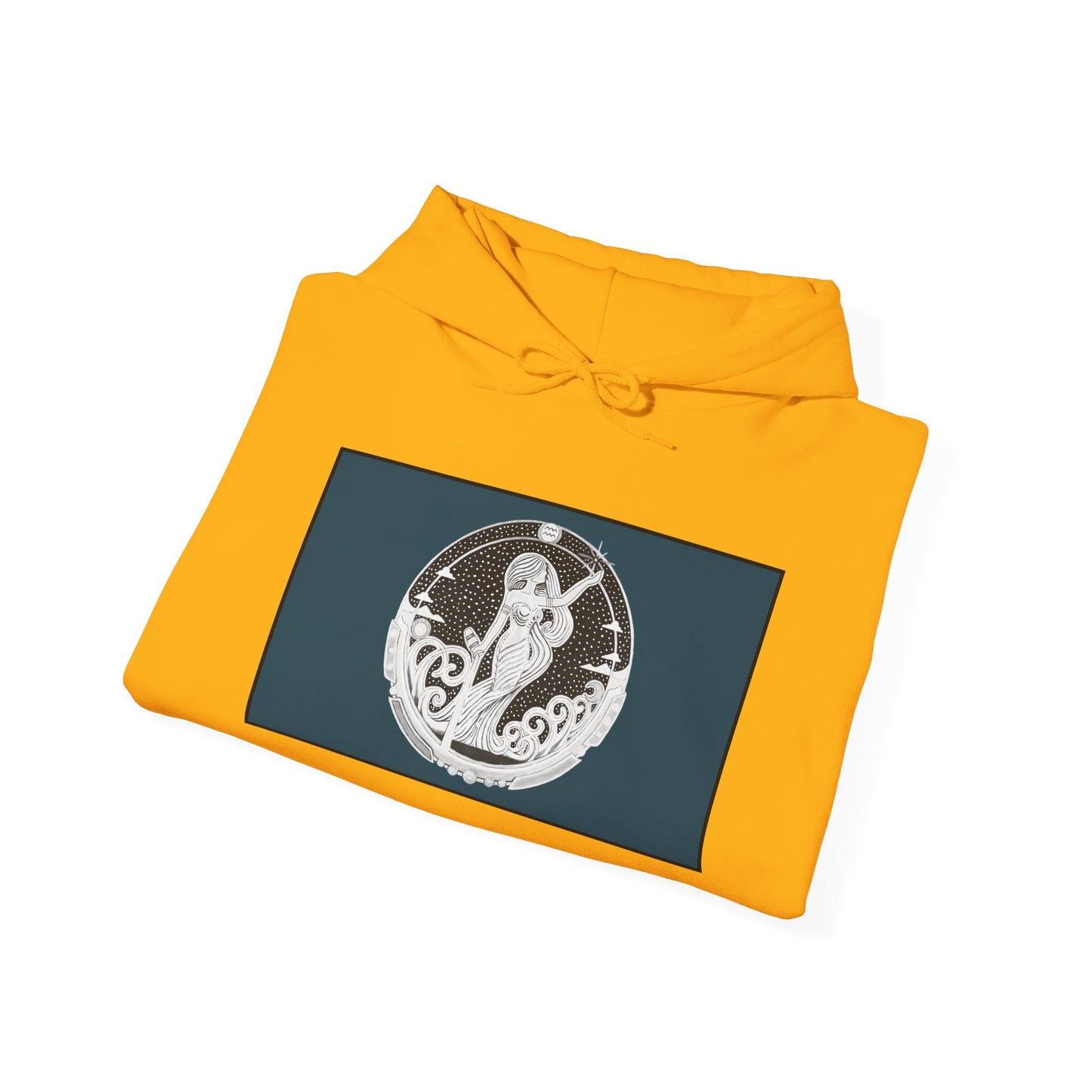 Aquarius Zodiac Hoodie – Hand-Drawn Celestial Design (Non-AI) Universal