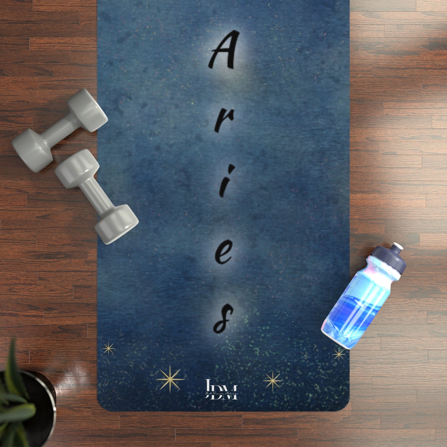 Aries Zodiac Yoga Mat - Hand-Drawn Celestial Design (Non-AI)