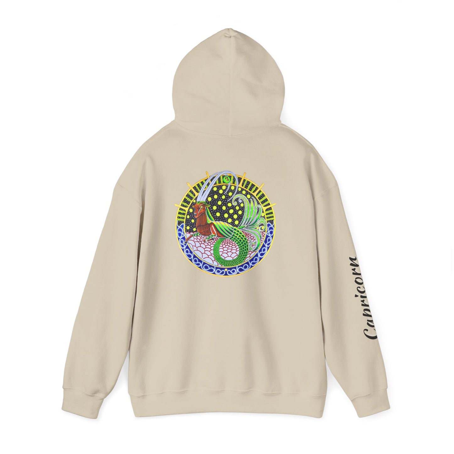 Capricorn Zodiac Hoodie – Hand-Drawn Celestial Design (Non-AI)