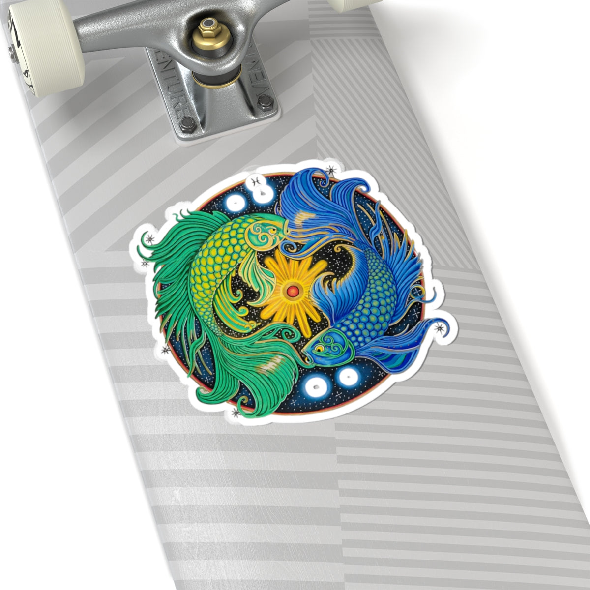 Pisces Zodiac Kiss-Cut Sticker - Hand-Drawn Celestial Design (Non-AI)