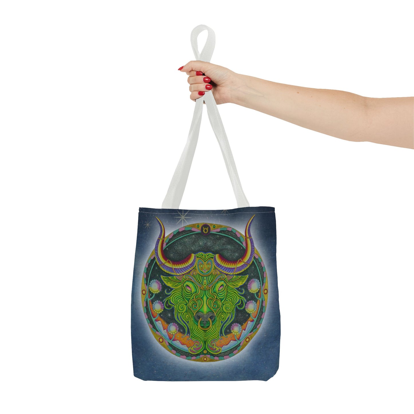 Taurus Zodiac Tote Bag - Hand-Drawn Celestial Design (Non-AI)