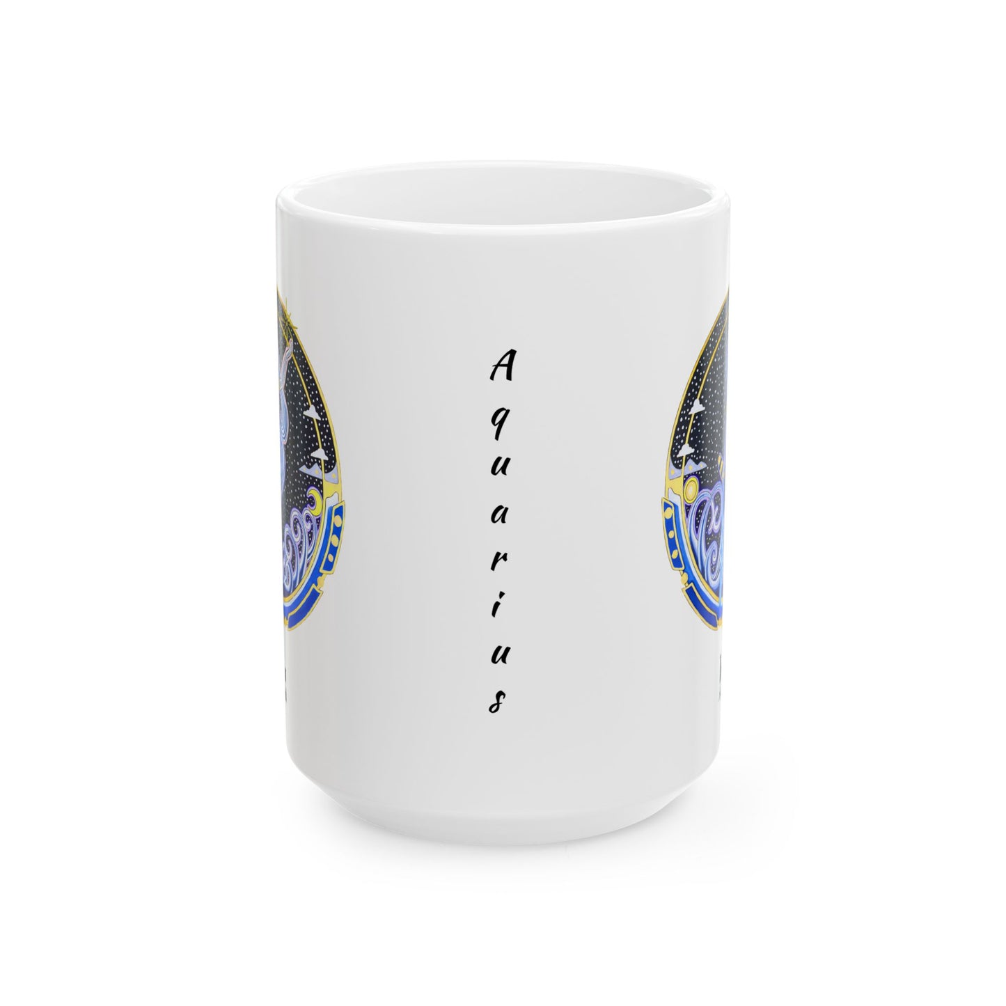 Aquarius Zodiac Mug – Hand-Drawn Celestial Design (Non-AI)