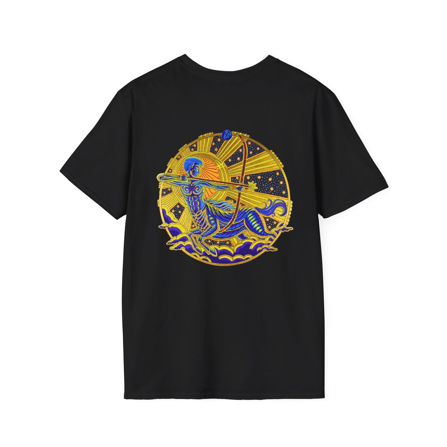 Sagittarius Zodiac Crew Neck T-Shirt – Hand-Drawn Celestial Design (Non-AI)