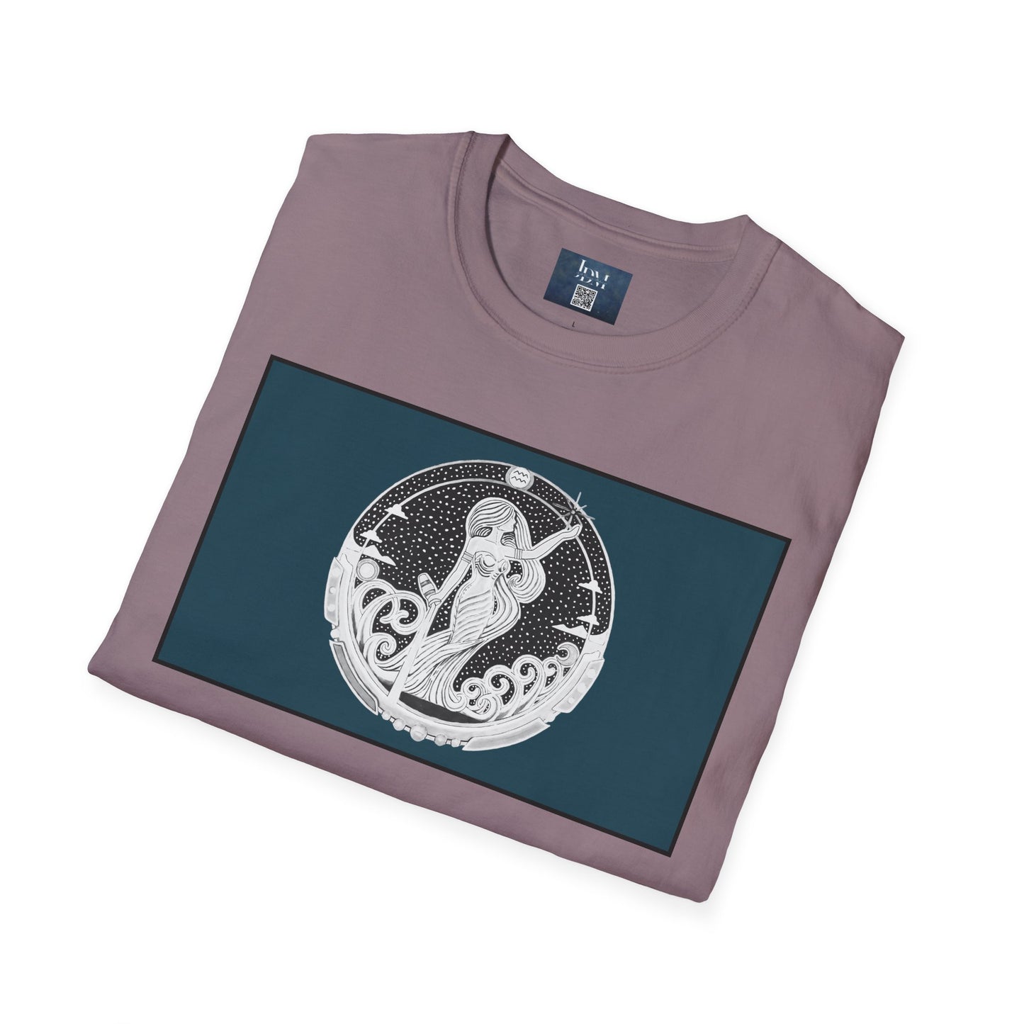 Aquarius Zodiac Crew Neck T-Shirt – Hand-Drawn Celestial Design (Non-AI) Universal