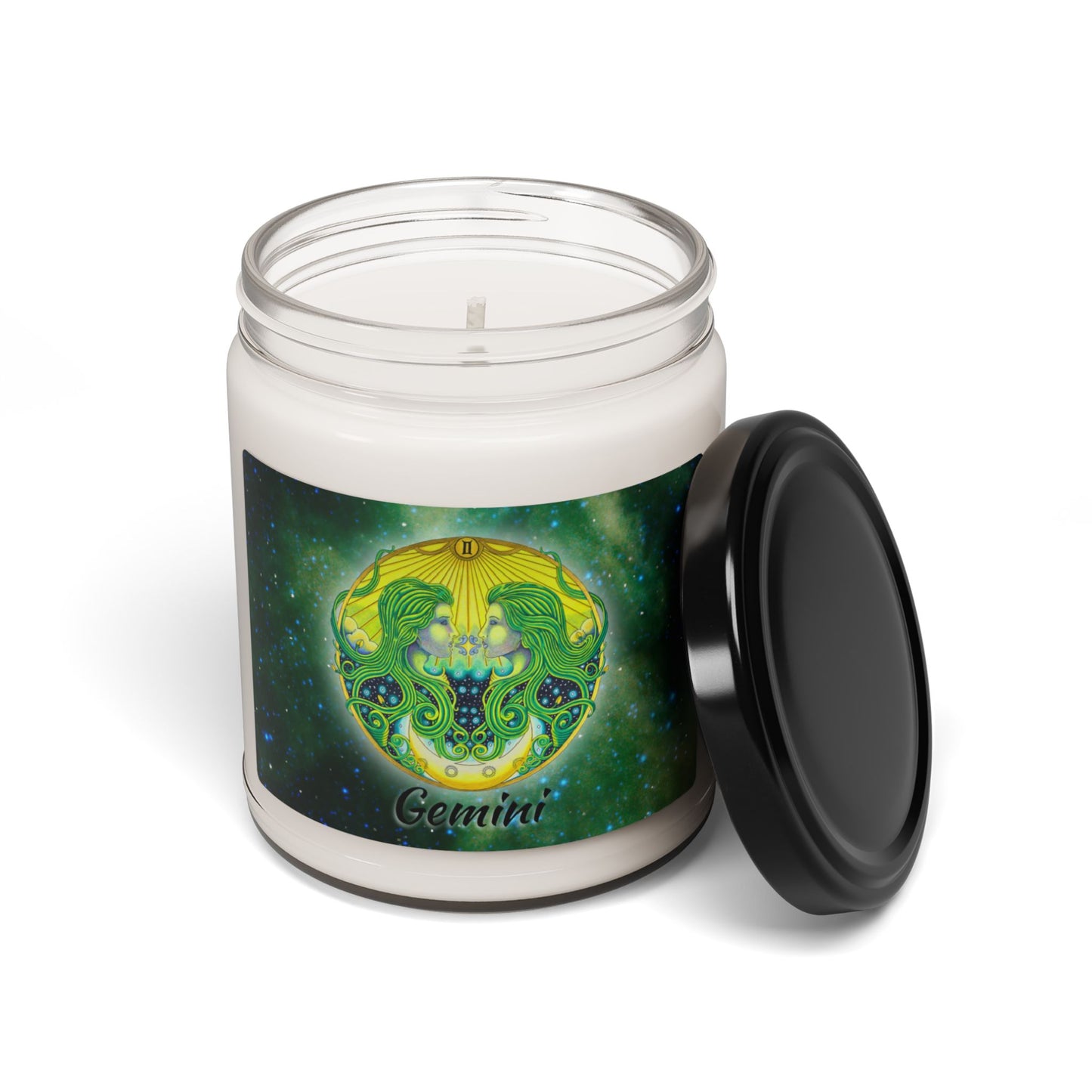 Gemini Zodiac Soy Candle - Hand-Drawn Celestial Design (Non-AI)