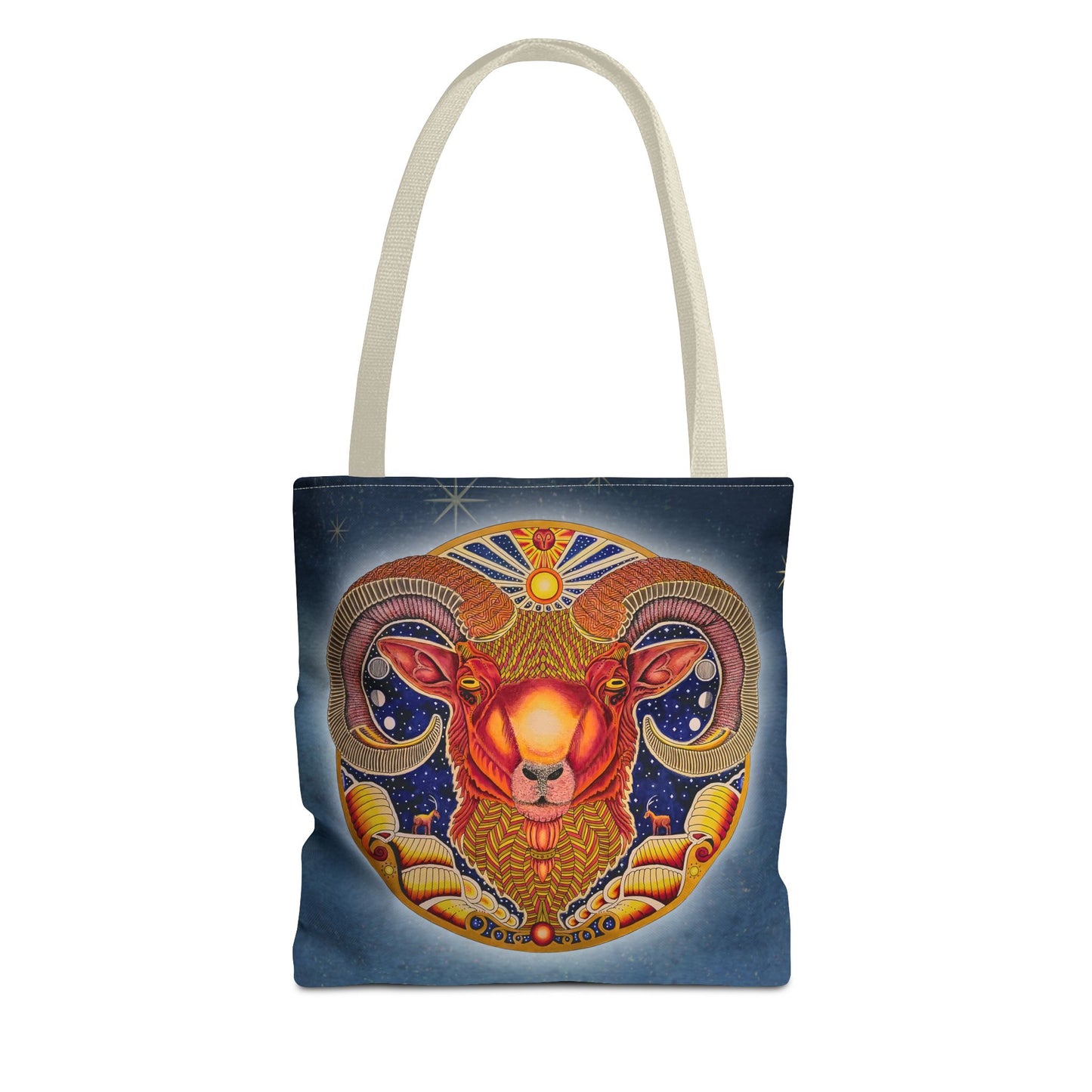 Aries Zodiac Tote Bag - Hand-Drawn Celestial Design (Non-AI)