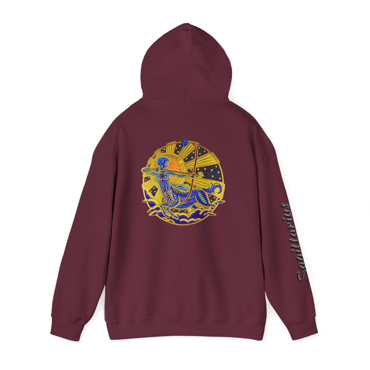 Sagittarius Zodiac Hoodie – Hand-Drawn Celestial Design (Non-AI)