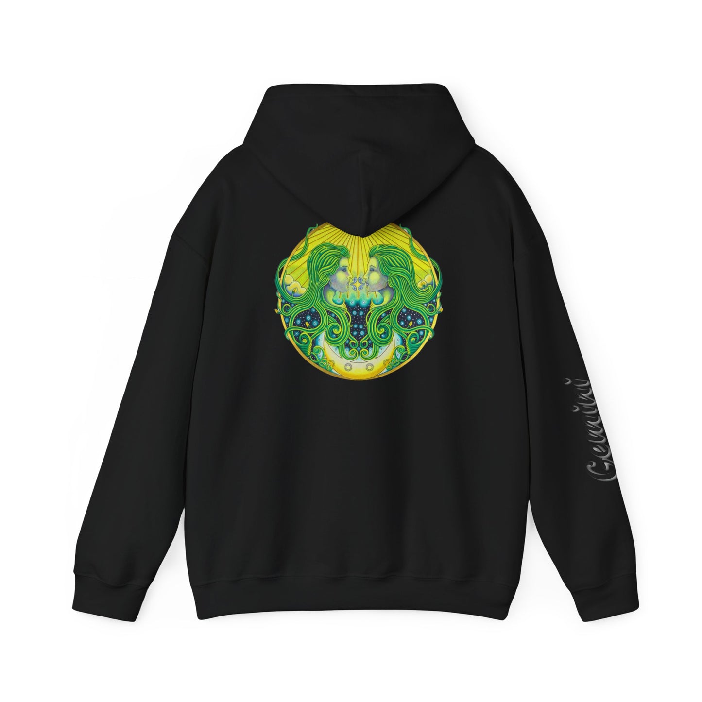 Gemini Zodiac Hoodie - Hand-Drawn Celestial Design (Non-AI)