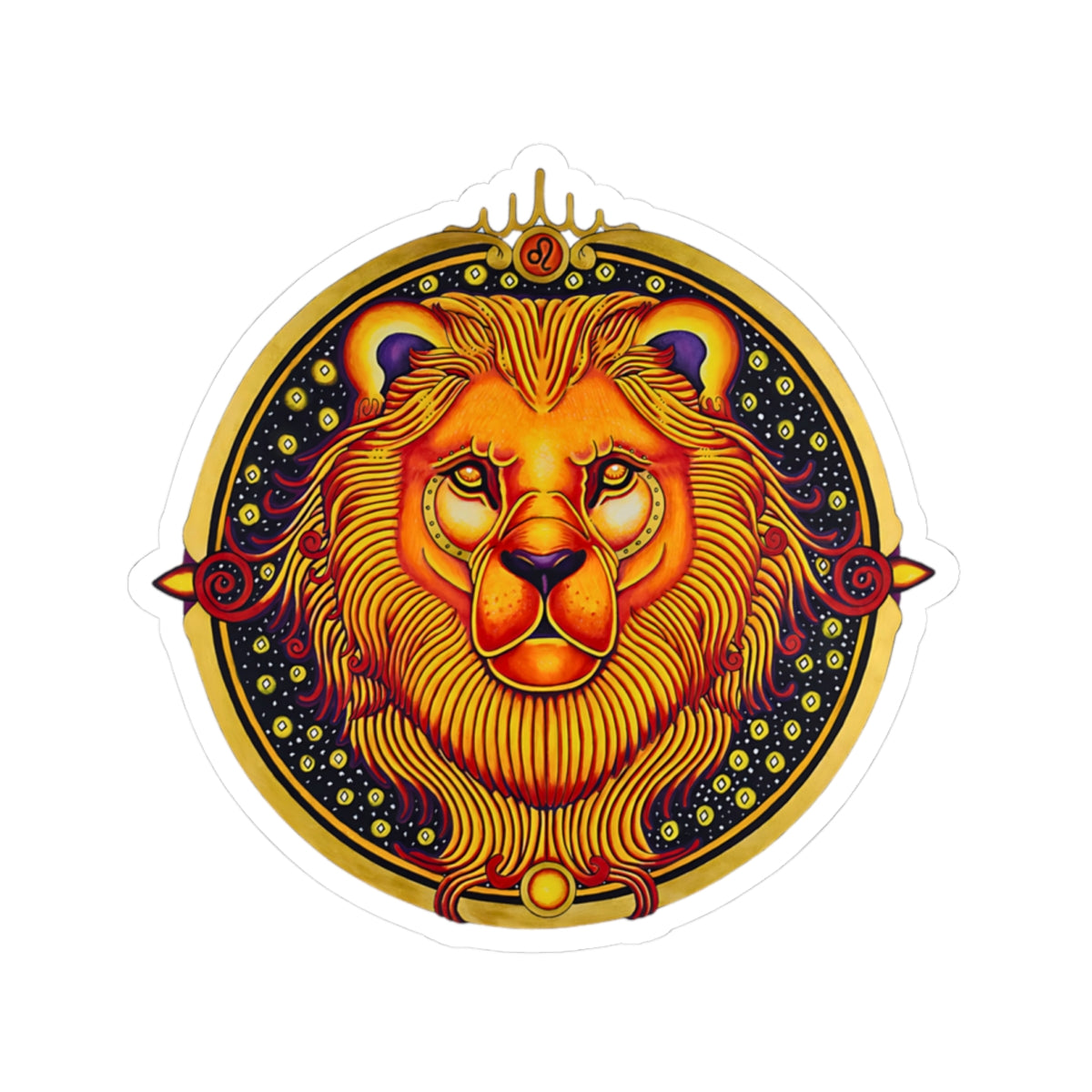 Leo Kiss-Cut Sticker - Hand-Drawn Celestial Design (Non-AI)
