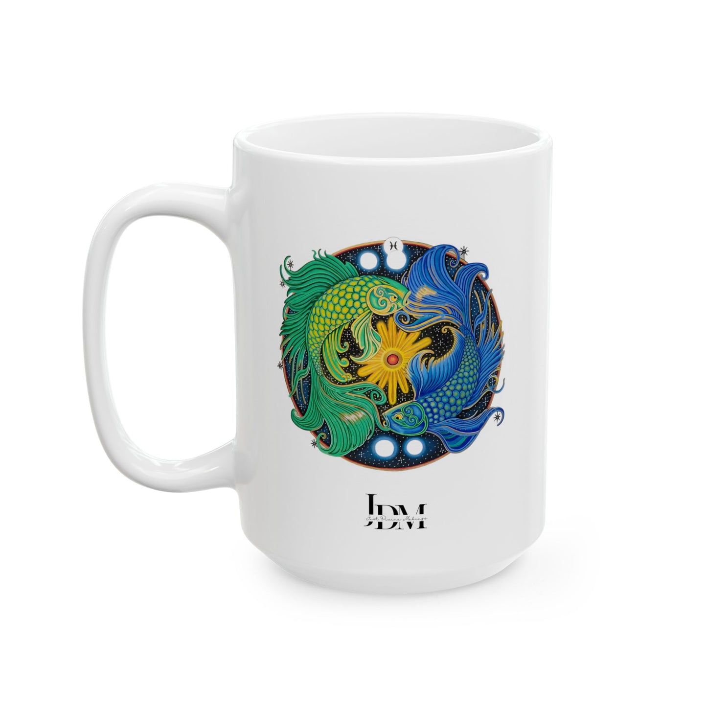 Pisces Zodiac Mug - Hand-Drawn Celestial Design (Non-AI) Universal