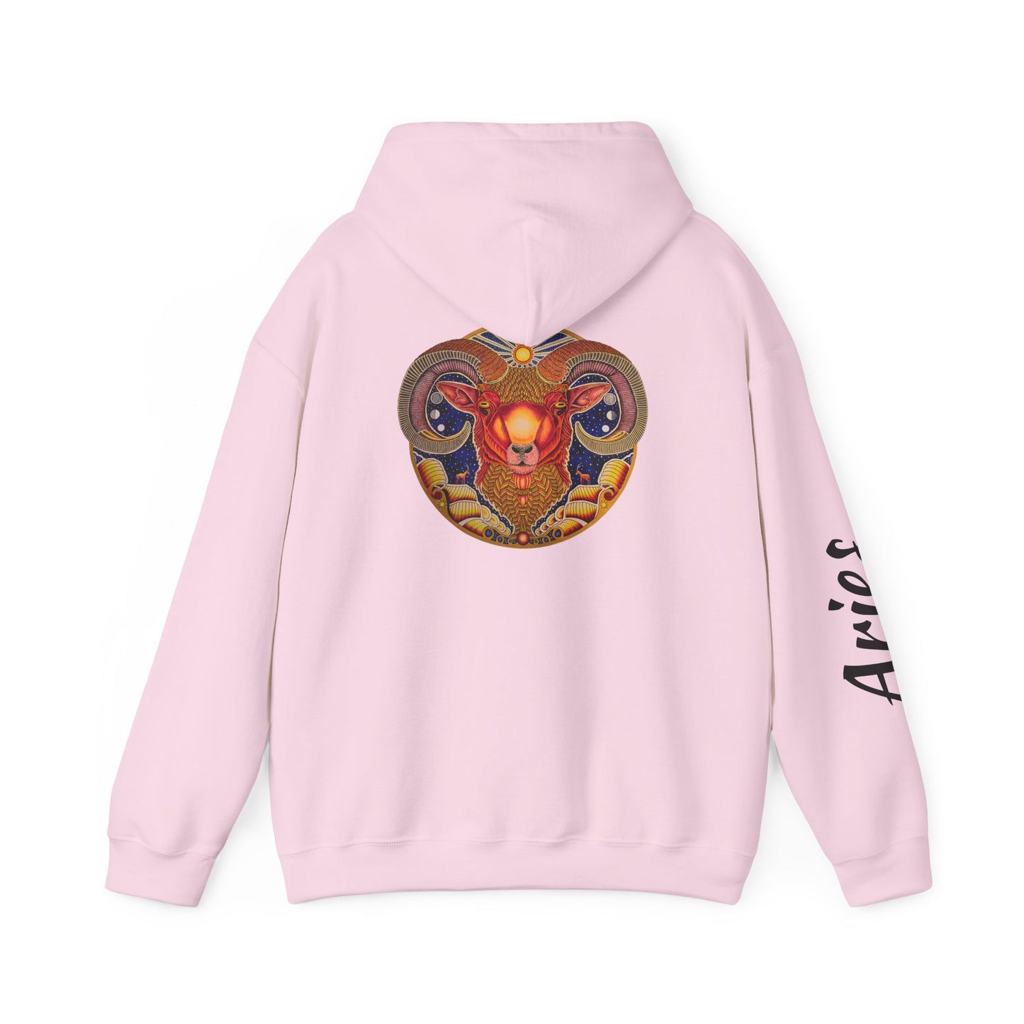 Aries Zodiac Hoodie - Hand-Drawn Celestial Design (Non-AI)