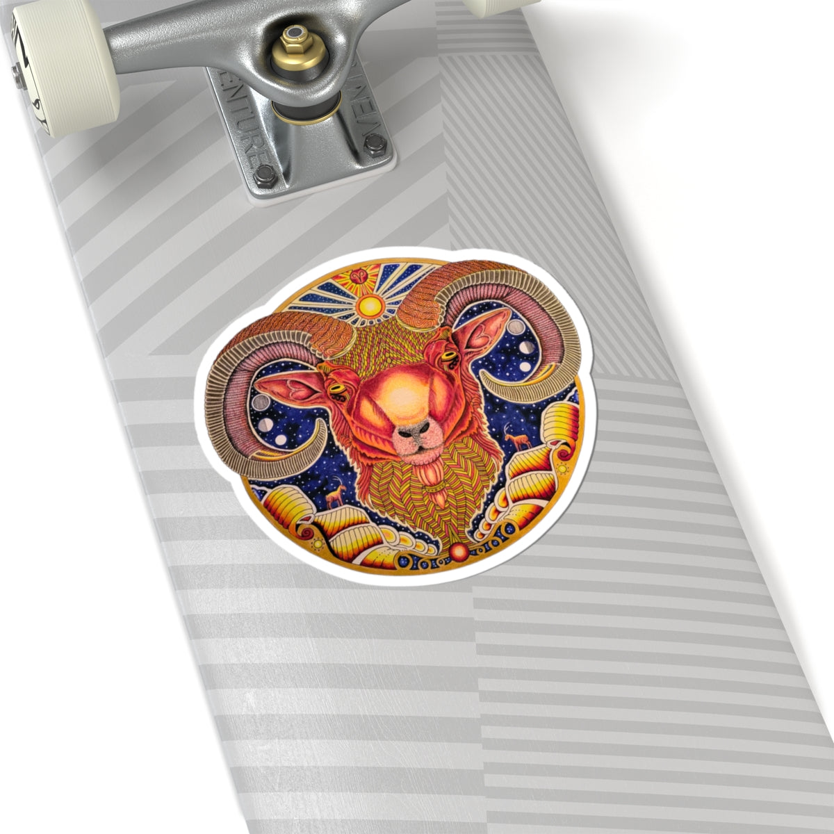 Aries Zodiac Kiss-Cut Sticker - Hand-Drawn Celestial Design (Non-AI)