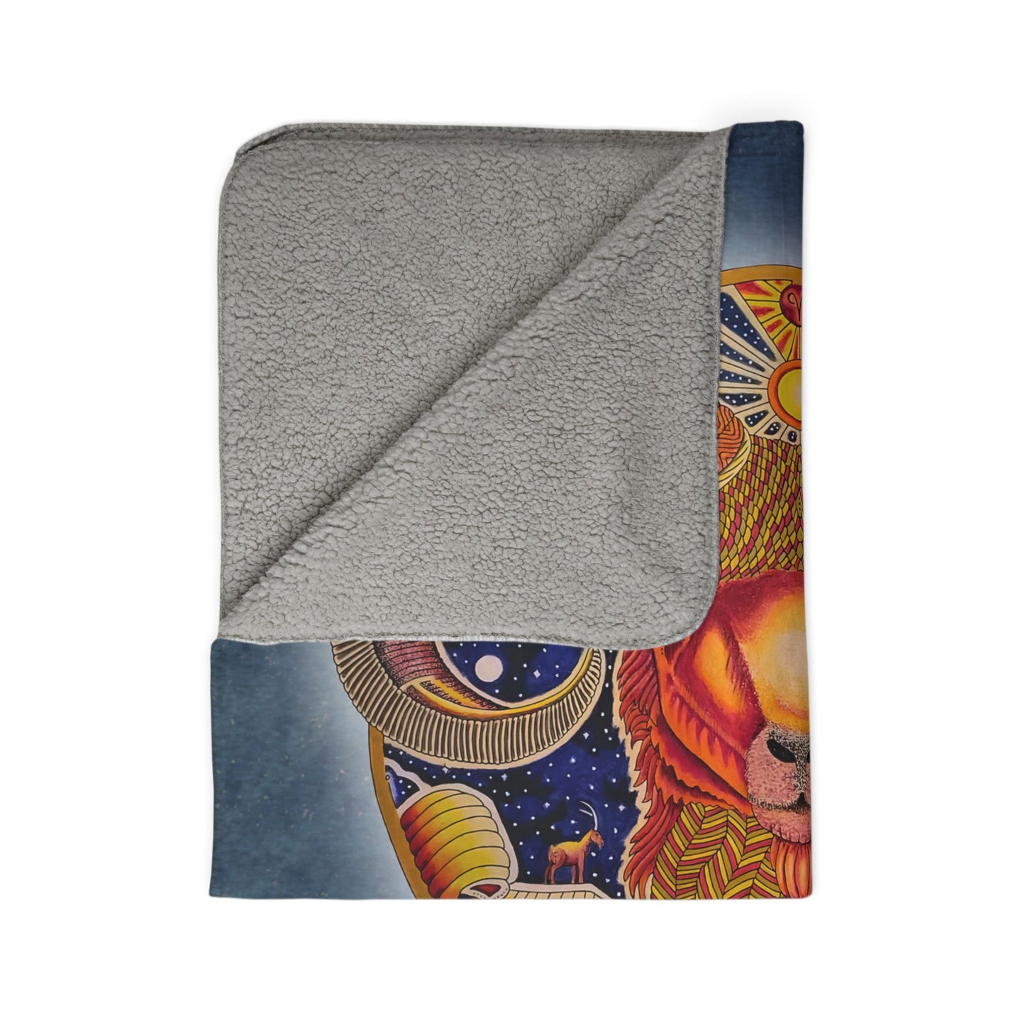 Aries Zodiac Fleece Sherpa Blanket - Hand-Drawn Celestial Design (Non-AI)