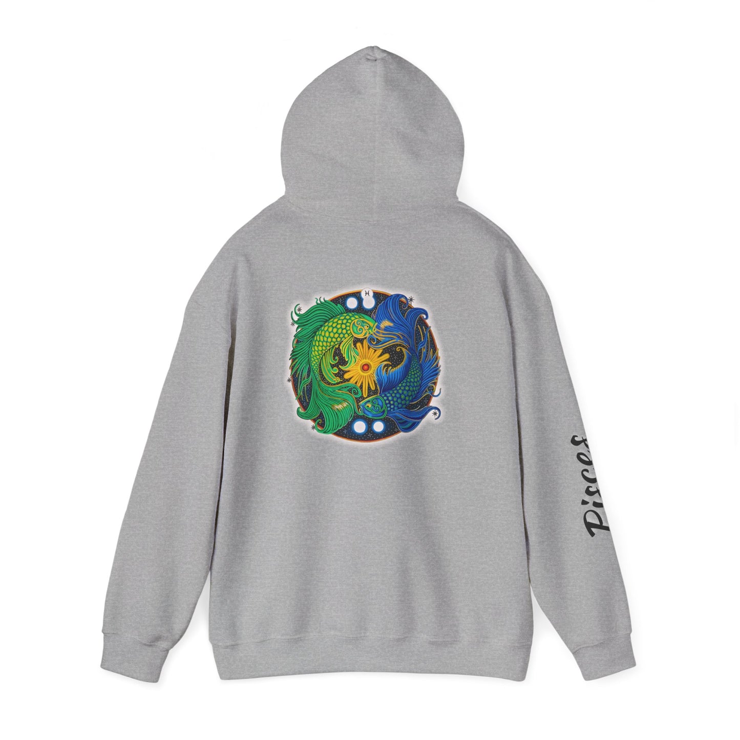 Pisces Zodiac Hoodie – Hand-Drawn Celestial Design (Non-AI)