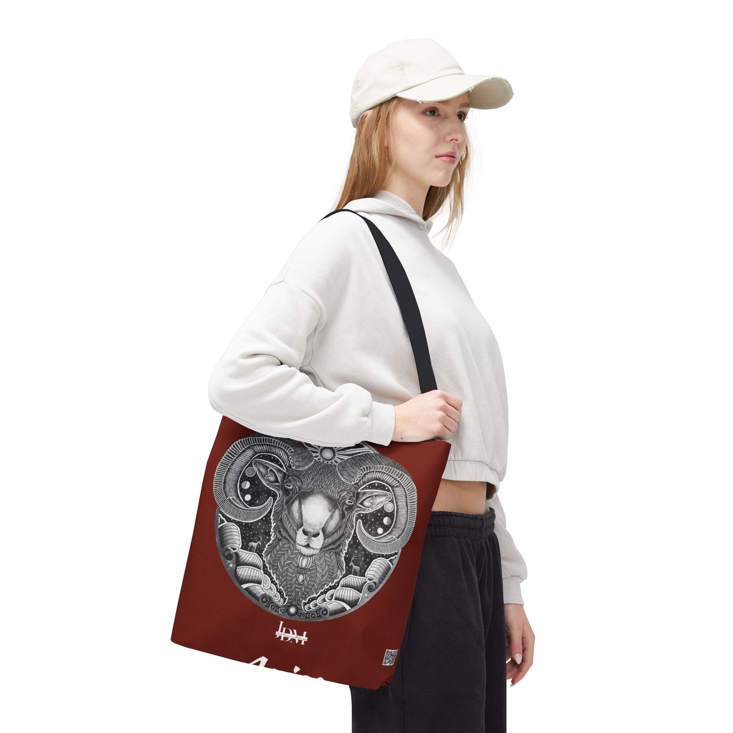 Aries Zodiac Tote Bag - Hand-Drawn Celestial Design (Non-AI) Universal