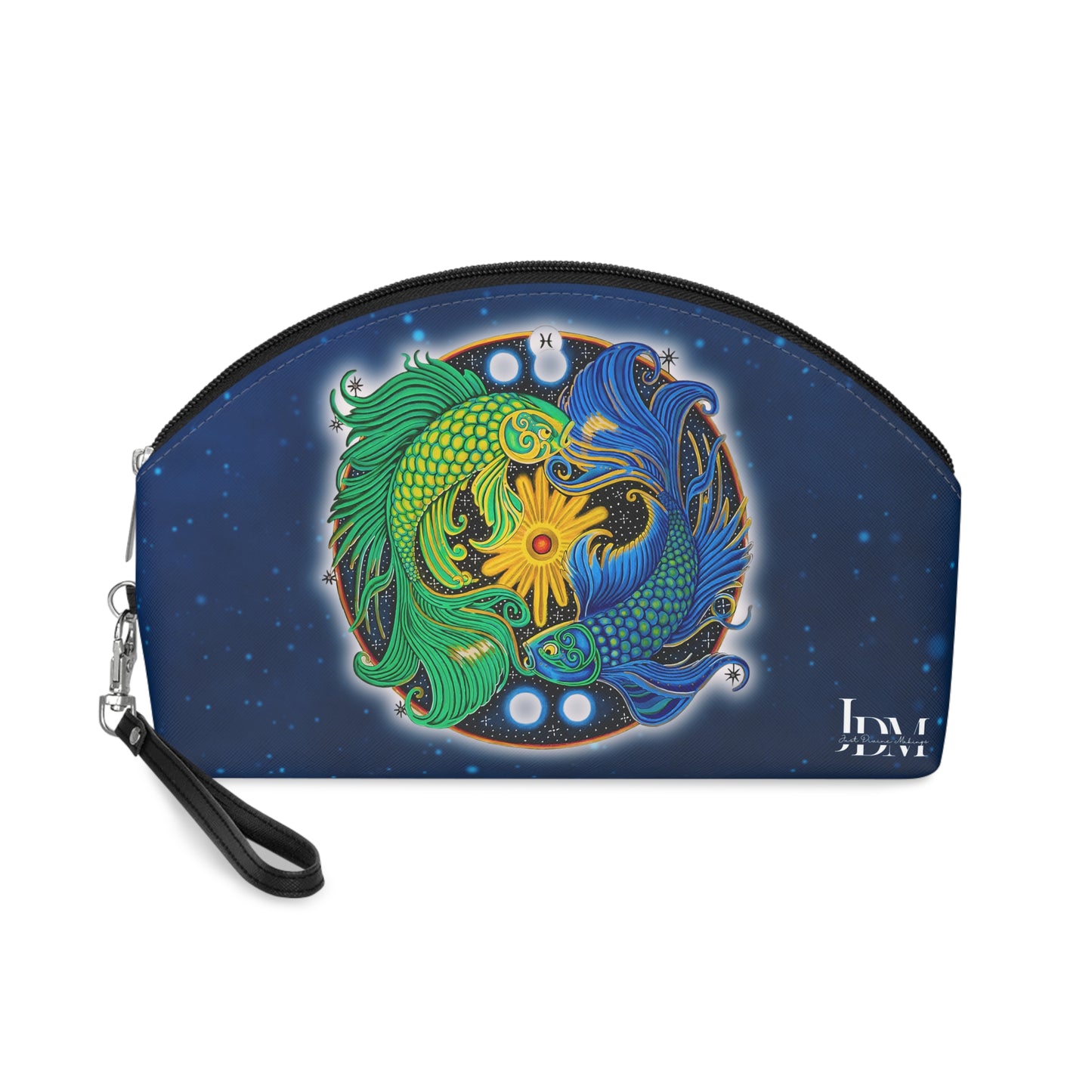 Pisces Zodiac Makeup Bag – Hand-Drawn Celestial Design (Non-AI)