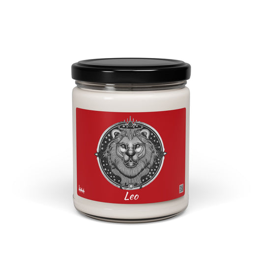 Hand-Drawn Leo Zodiac Soy Candle | Astrology Horoscope | Celestial Scented Vegan Candle | Fire Sign Birthday Gift | Non-AI Original Art | Universal Decor