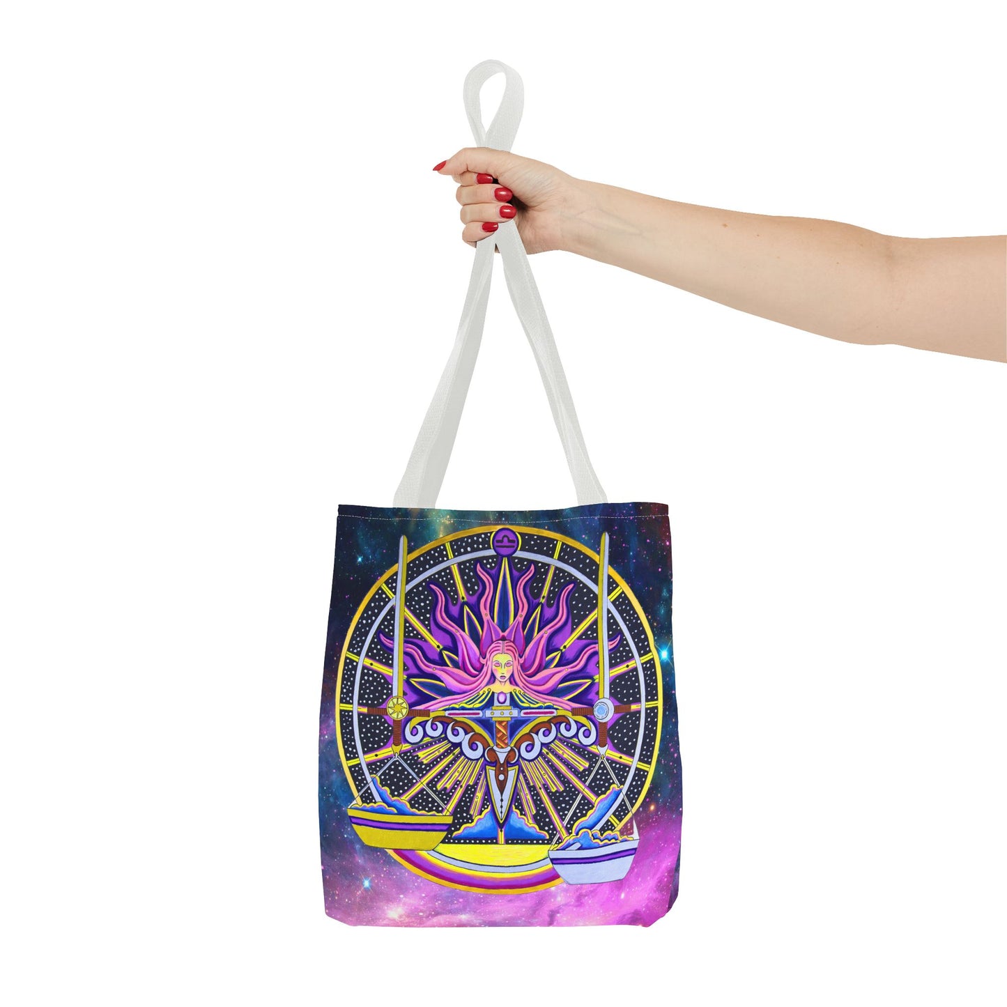 Libra Zodiac Tote Bag - Hand-Drawn Celestial Design (Non-AI)