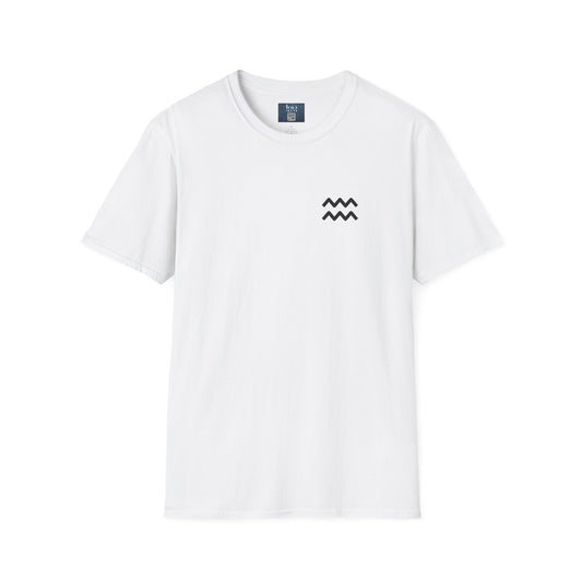 Aquarius Zodiac Crew Neck T-Shirt – Hand-Drawn Celestial Design (Non-AI)