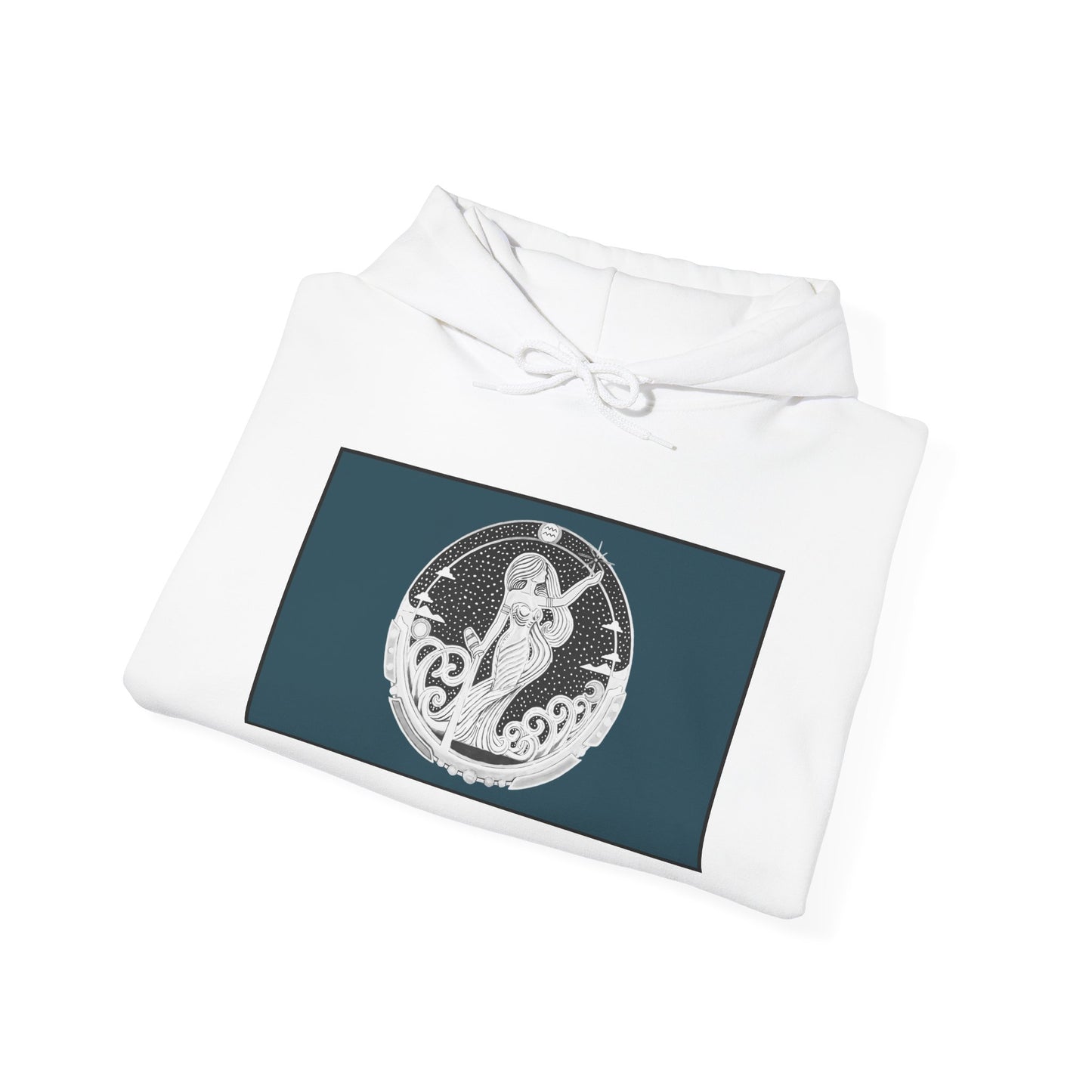 Aquarius Zodiac Hoodie – Hand-Drawn Celestial Design (Non-AI) Universal