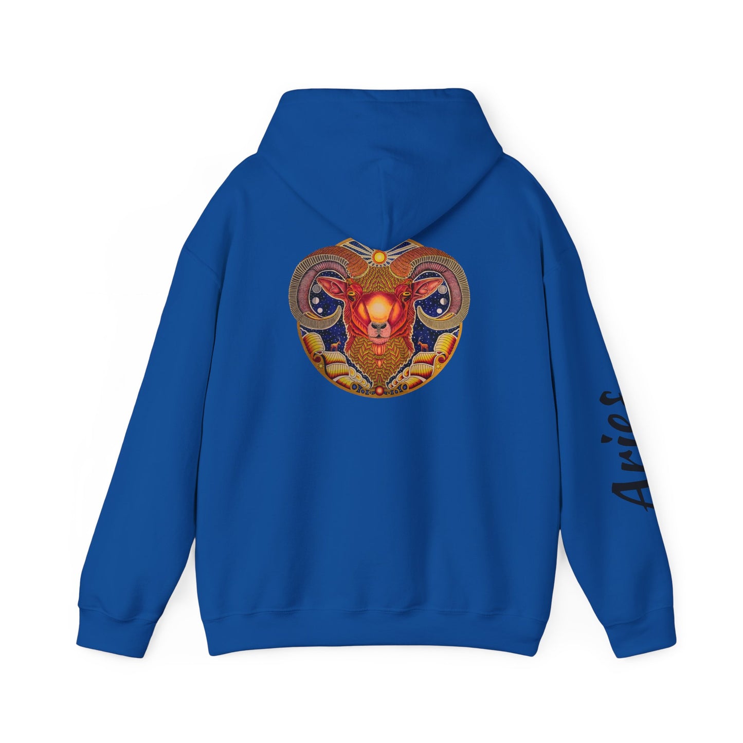 Aries Zodiac Hoodie - Hand-Drawn Celestial Design (Non-AI)