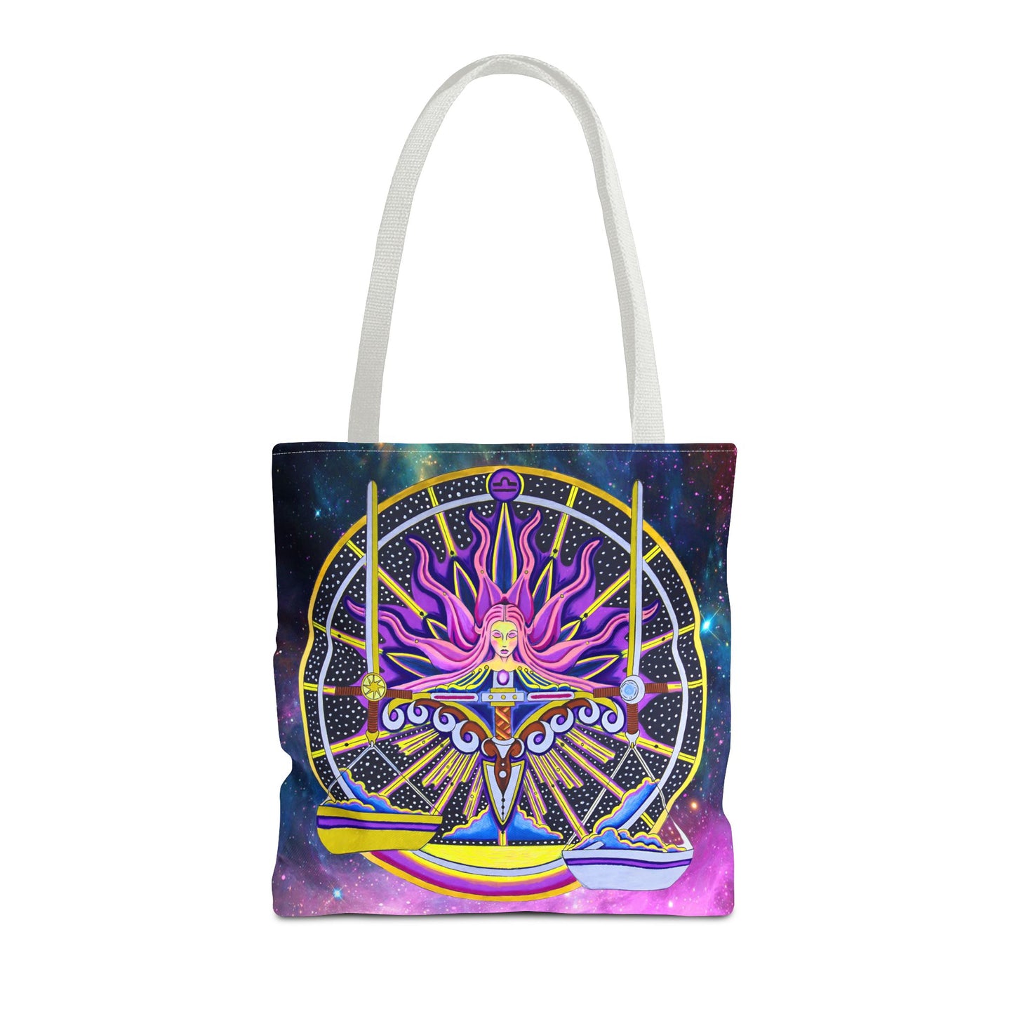Libra Zodiac Tote Bag - Hand-Drawn Celestial Design (Non-AI)