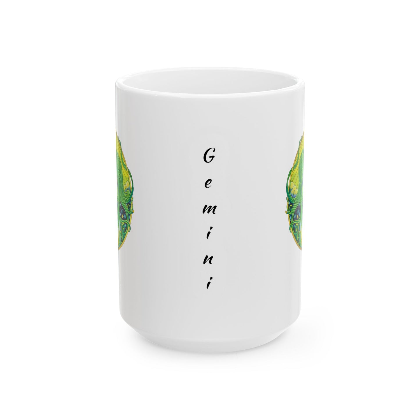 Gemini Zodiac Mug - Hand-Drawn Celestial Design (Non-AI)