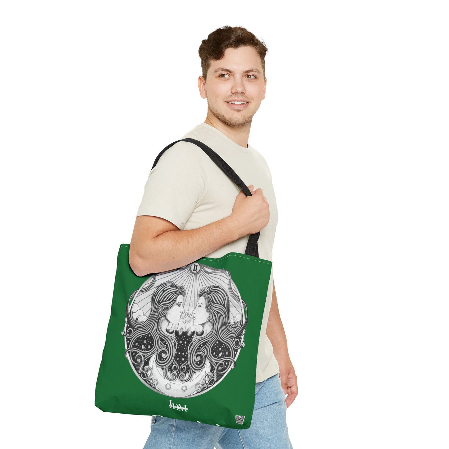 Gemini Zodiac Tote Bag - Hand-Drawn Celestial Design (Non-AI) Universal