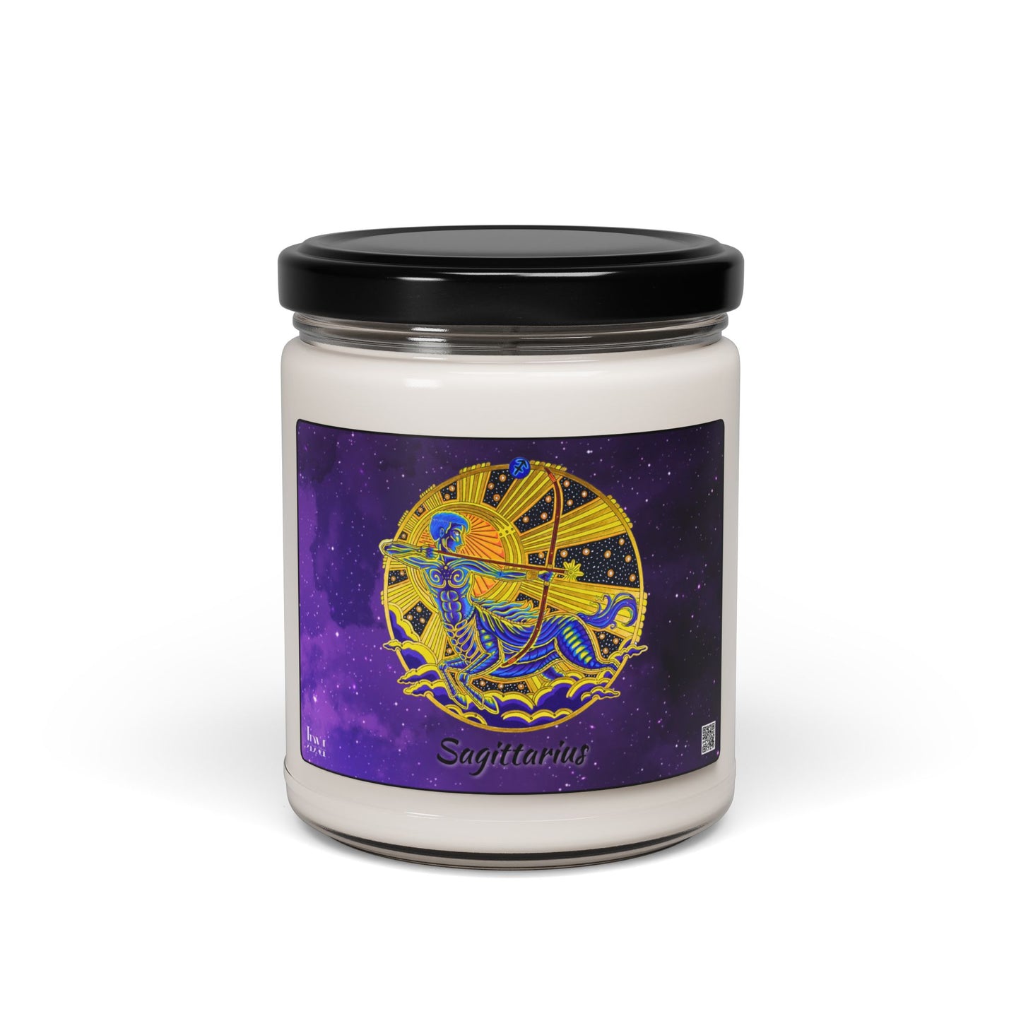 Sagittarius Zodiac Soy Candle – Hand-Drawn Celestial Design (Non-AI)