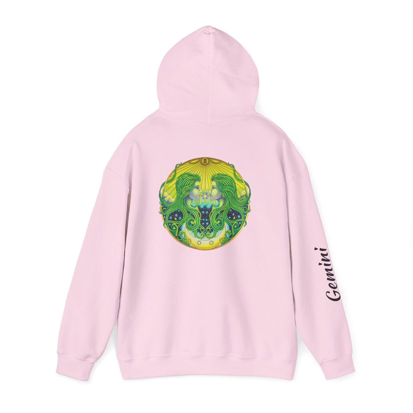 Gemini Zodiac Hoodie - Hand-Drawn Celestial Design (Non-AI)