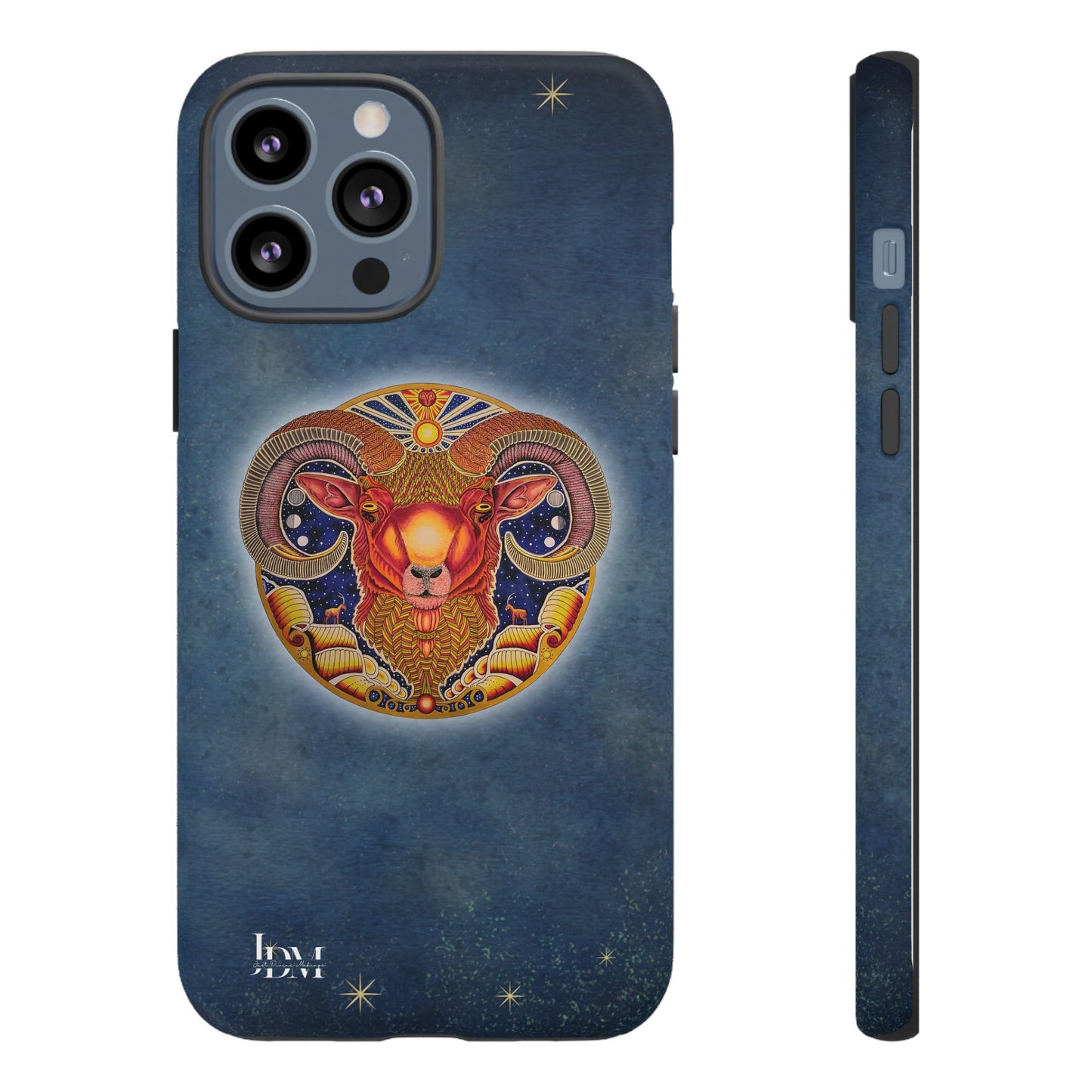 Aries Zodiac Phone Case - Hand-Drawn Celestial Design (Non-AI)