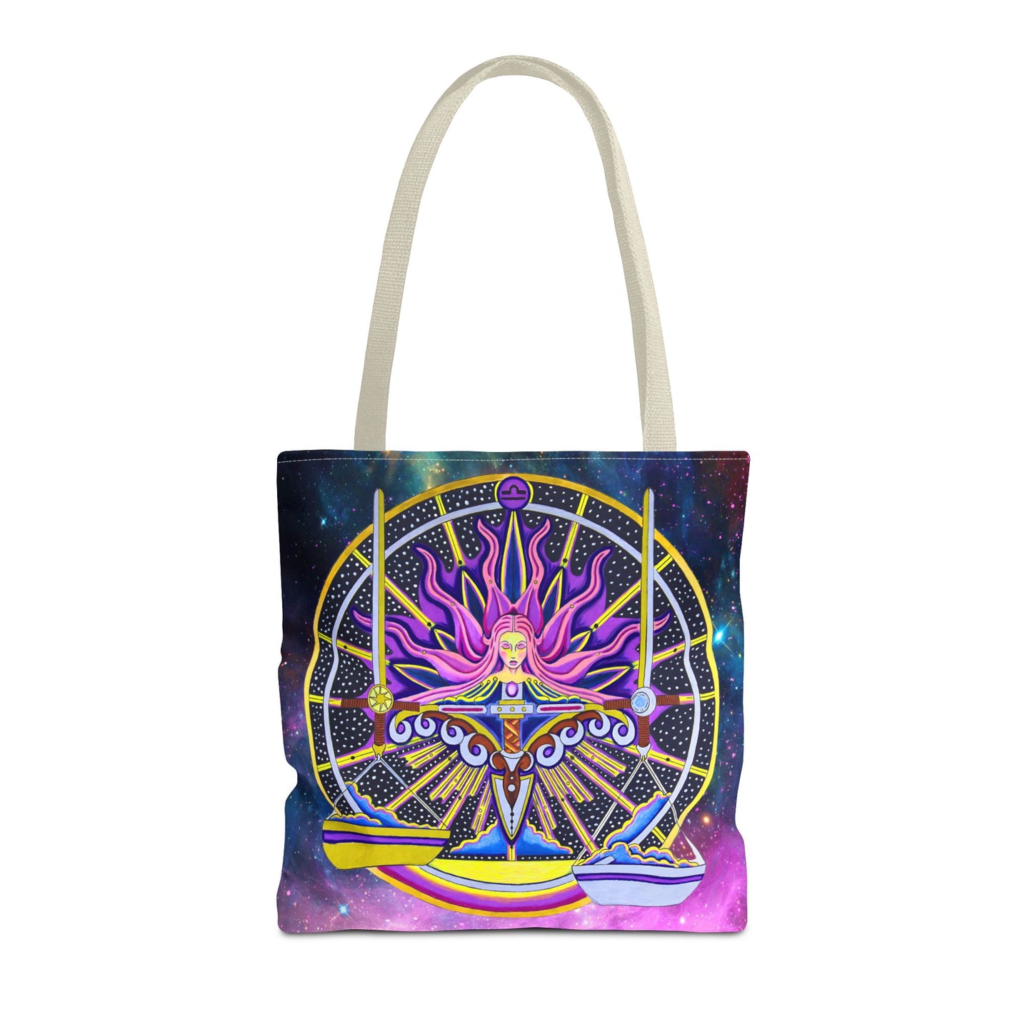 Libra Zodiac Tote Bag - Hand-Drawn Celestial Design (Non-AI)