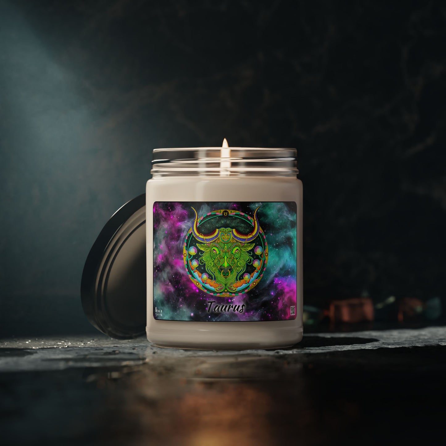 Taurus Zodiac Soy Candle 9oz - Hand-Drawn Celestial Design (Non-AI)